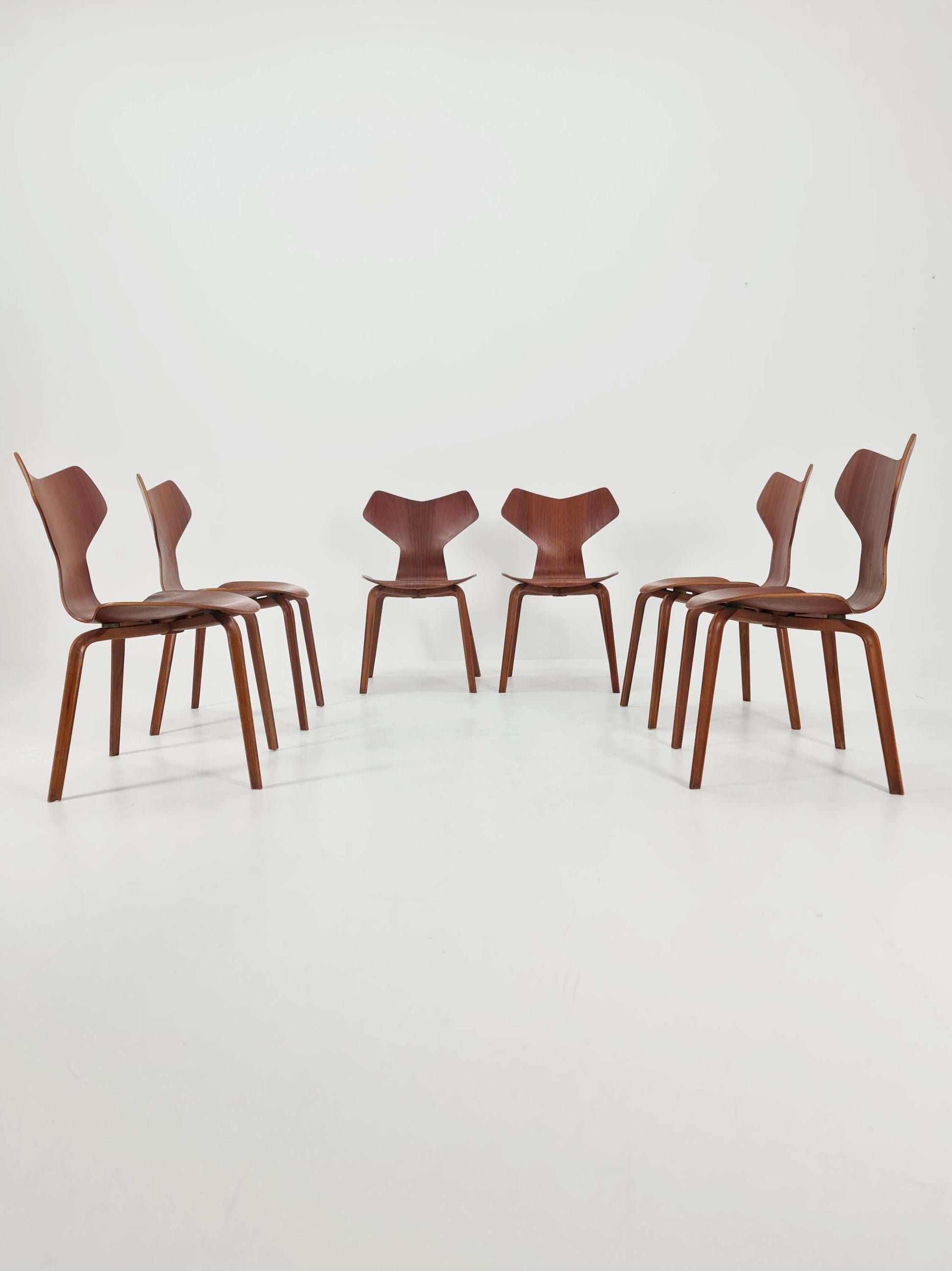 Rare Vintage Teak Dining Chairs by Arne Jacobsen for Fritz Hansen N 4130, 1950s, Set of 6