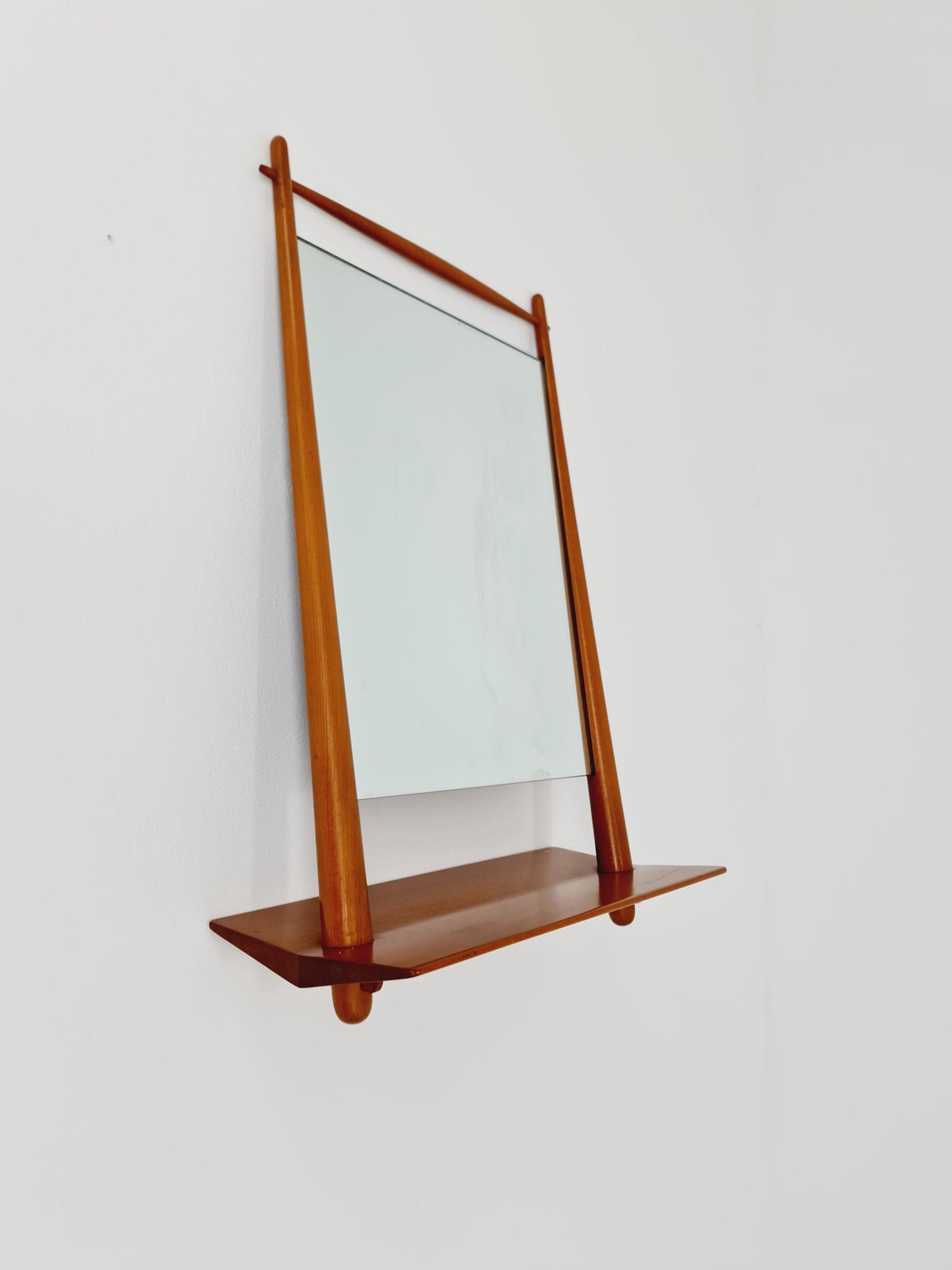 Rare Danish mid-century Modern wall-mounted mirror with shelf , 1960s