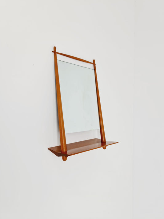 Rare Danish mid-century Modern wall-mounted mirror with shelf , 1960s