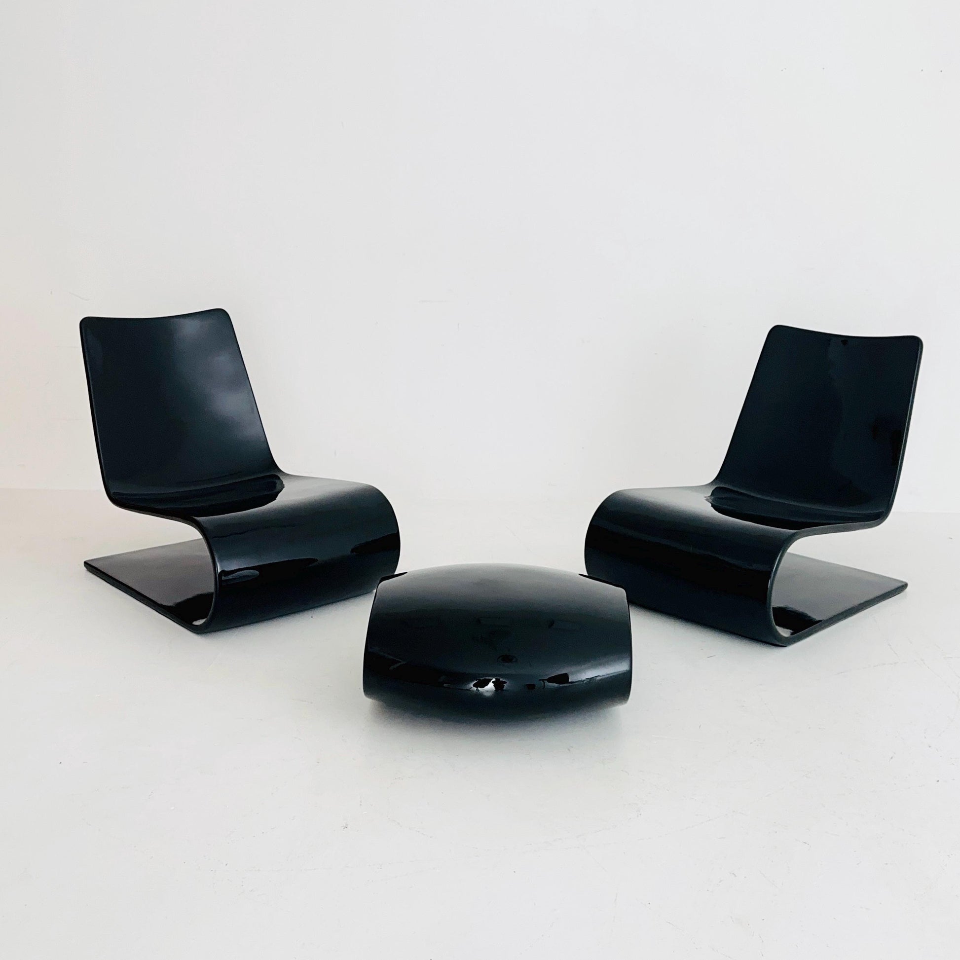 Set of 2 Chaiselongue and stool Nouvelle Vague by Christophe Pillet for Porro Italy 2000s