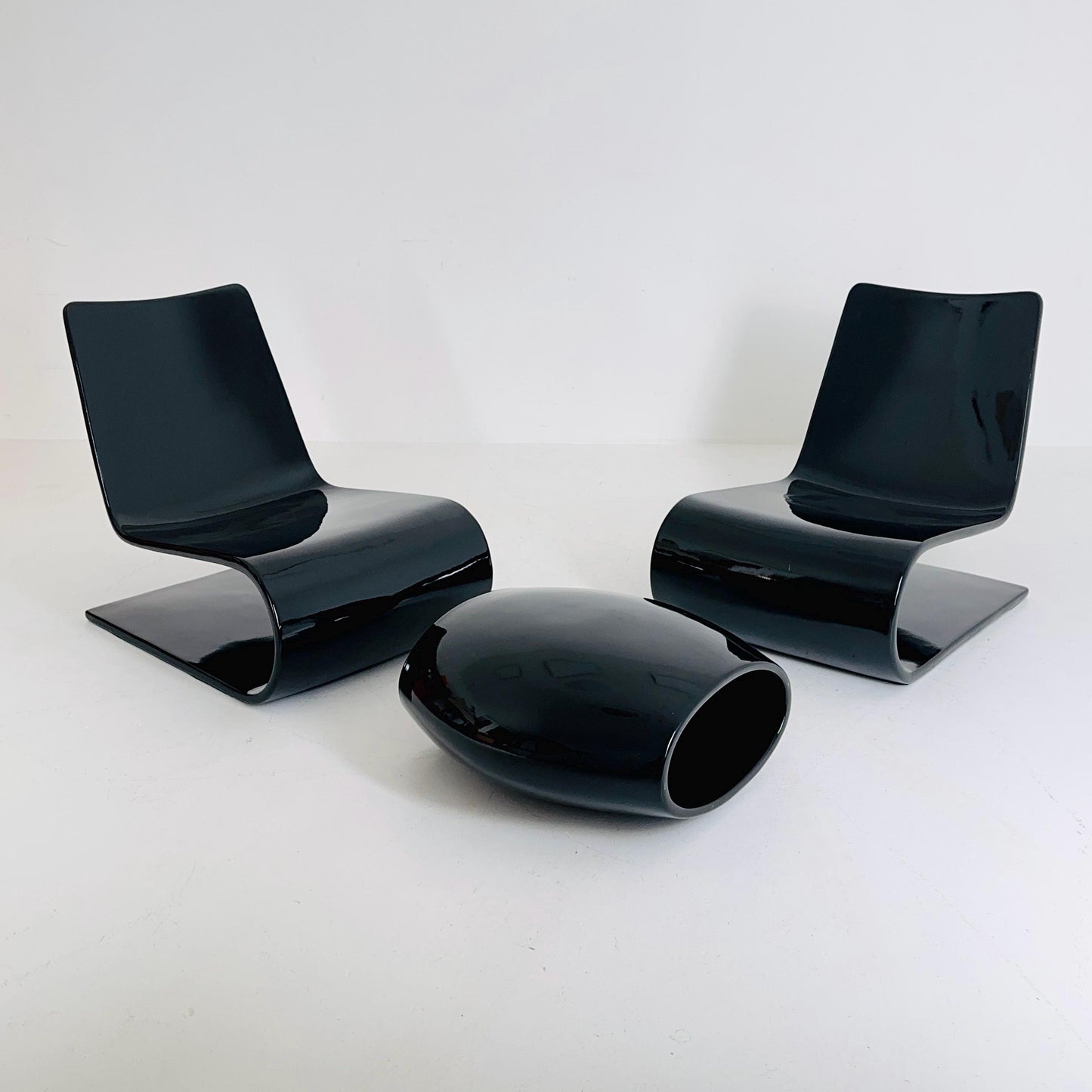Set of 2 Chaiselongue and stool Nouvelle Vague by Christophe Pillet for Porro Italy 2000s