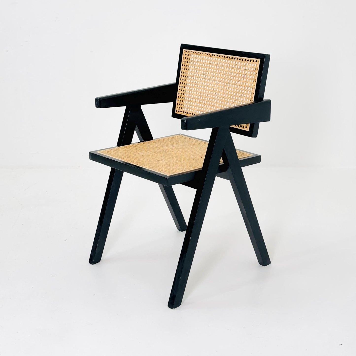 Mid century Casa Padrino Black Wood & Rattan Chair – 1990s