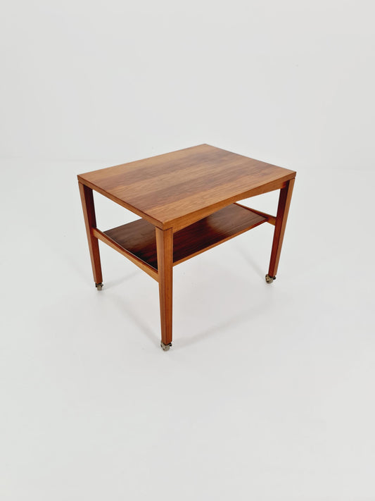 Vintage German mid century trolley bar cart in Walnut By Wilhelm Renz , 1960s