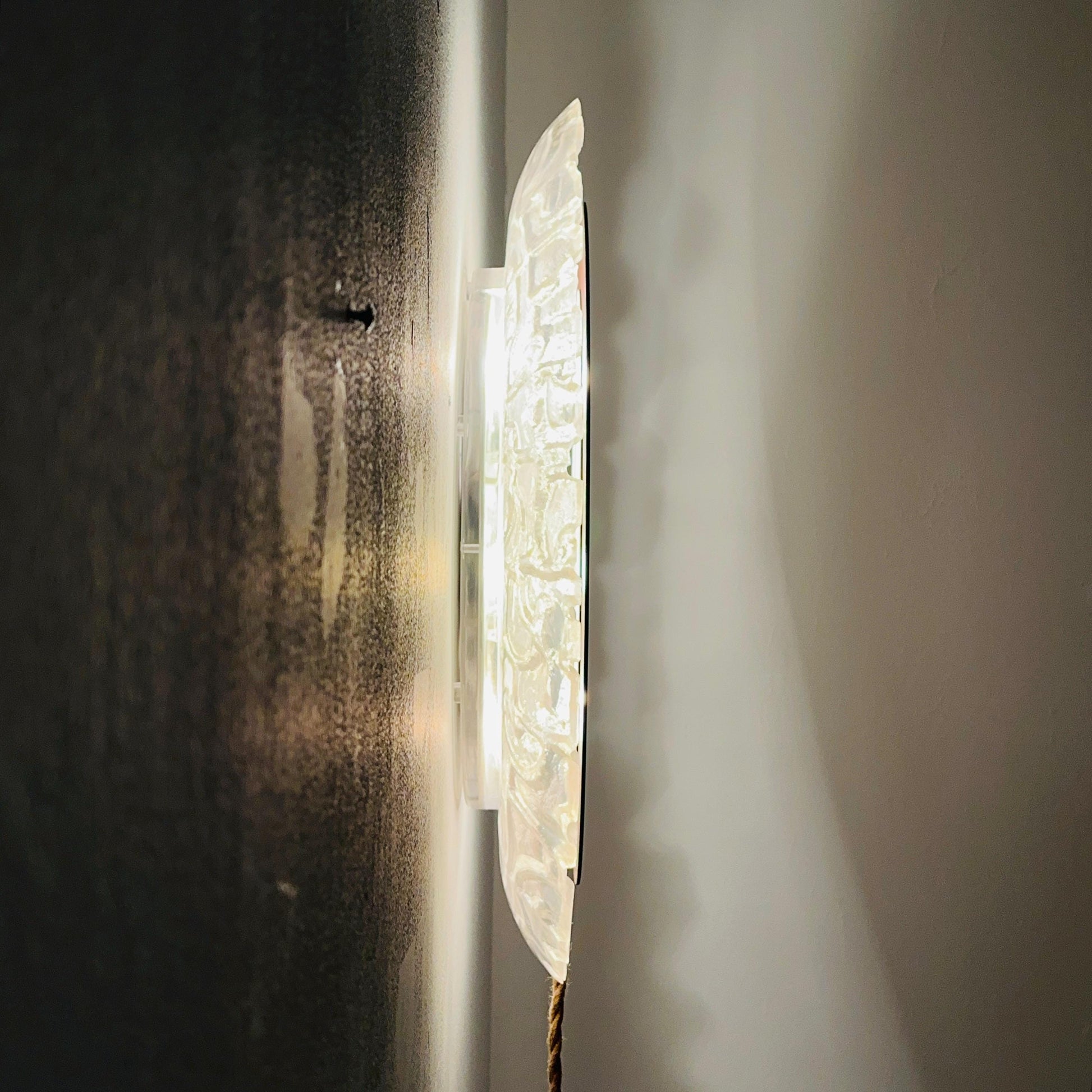 Mid-Century baklite ice glass Oval large mirror by Em Germany 1960s