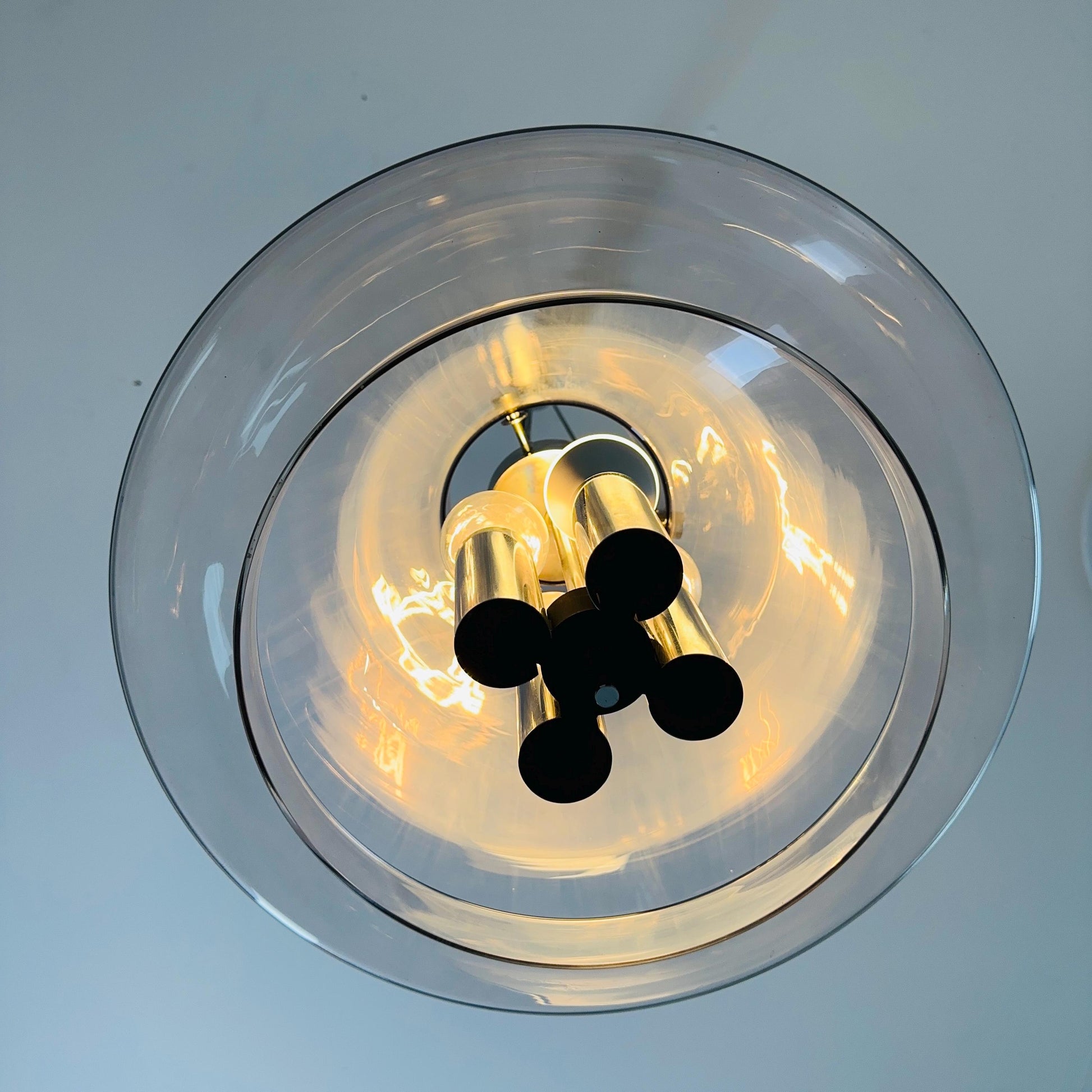 Large Mid-Century Glass Ball Pendant by Glashütte Limburg, Germany, 1970s – Chrome & Glass Chandelier