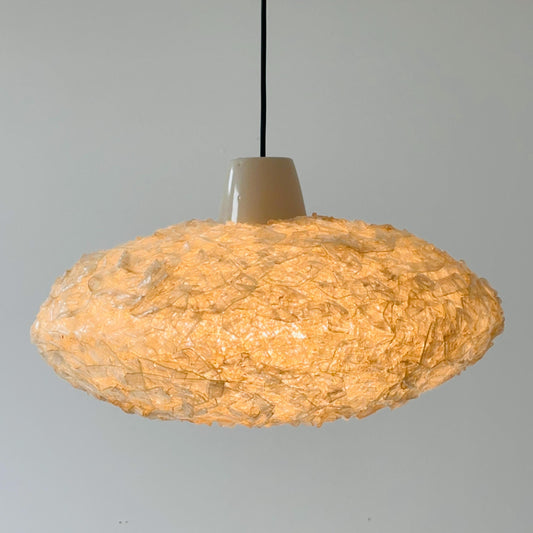 Mid-Century Lucite Ribbon Swag Lamp – Italy, 1980s – Sculptural Plexiglass Pendant Light