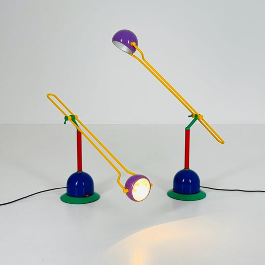 1 of 2 Mid century Postmodern Table Lamp by LACRI, Memphis Milano Style, 1980s Italy