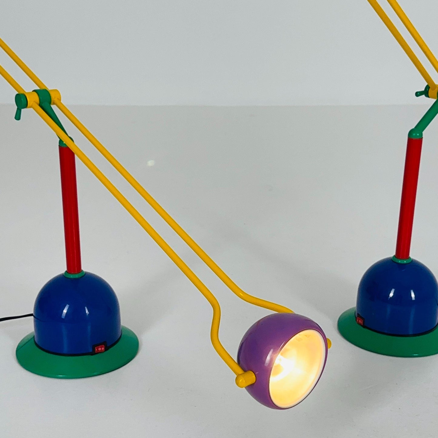 1 of 2 Mid century Postmodern Table Lamp by LACRI, Memphis Milano Style, 1980s Italy