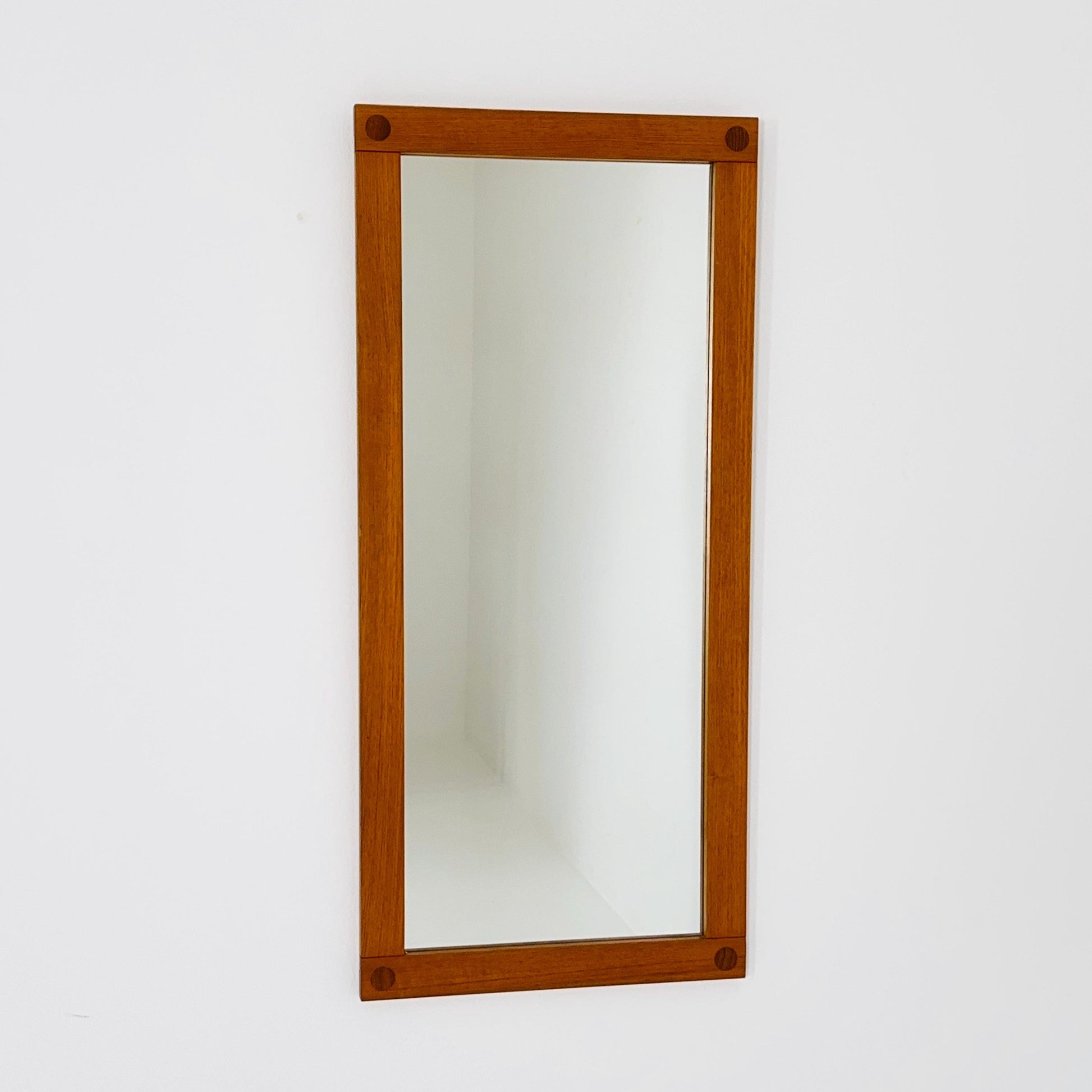 Big Teak Swedish mid-century Modern wall-mounted mirror , 1960s