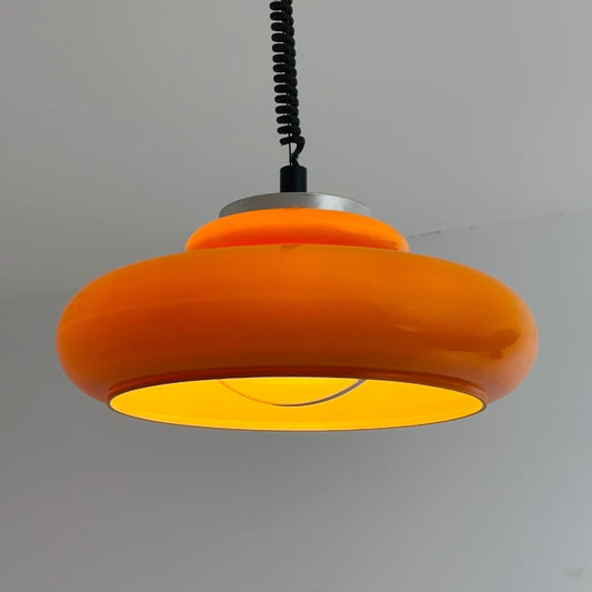 Mid-Century Space Age Adjustable orange Pendant Lamp | Germany 1970s