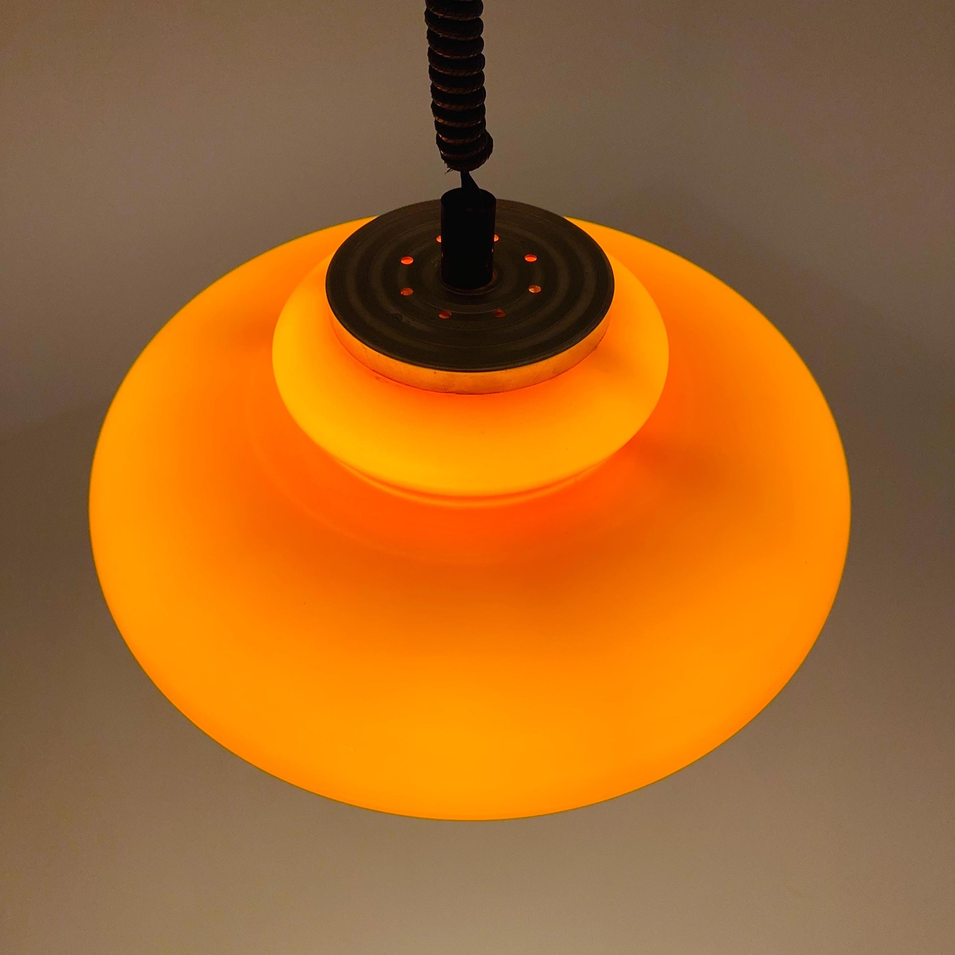 Mid-Century Space Age Adjustable orange Pendant Lamp | Germany 1970s