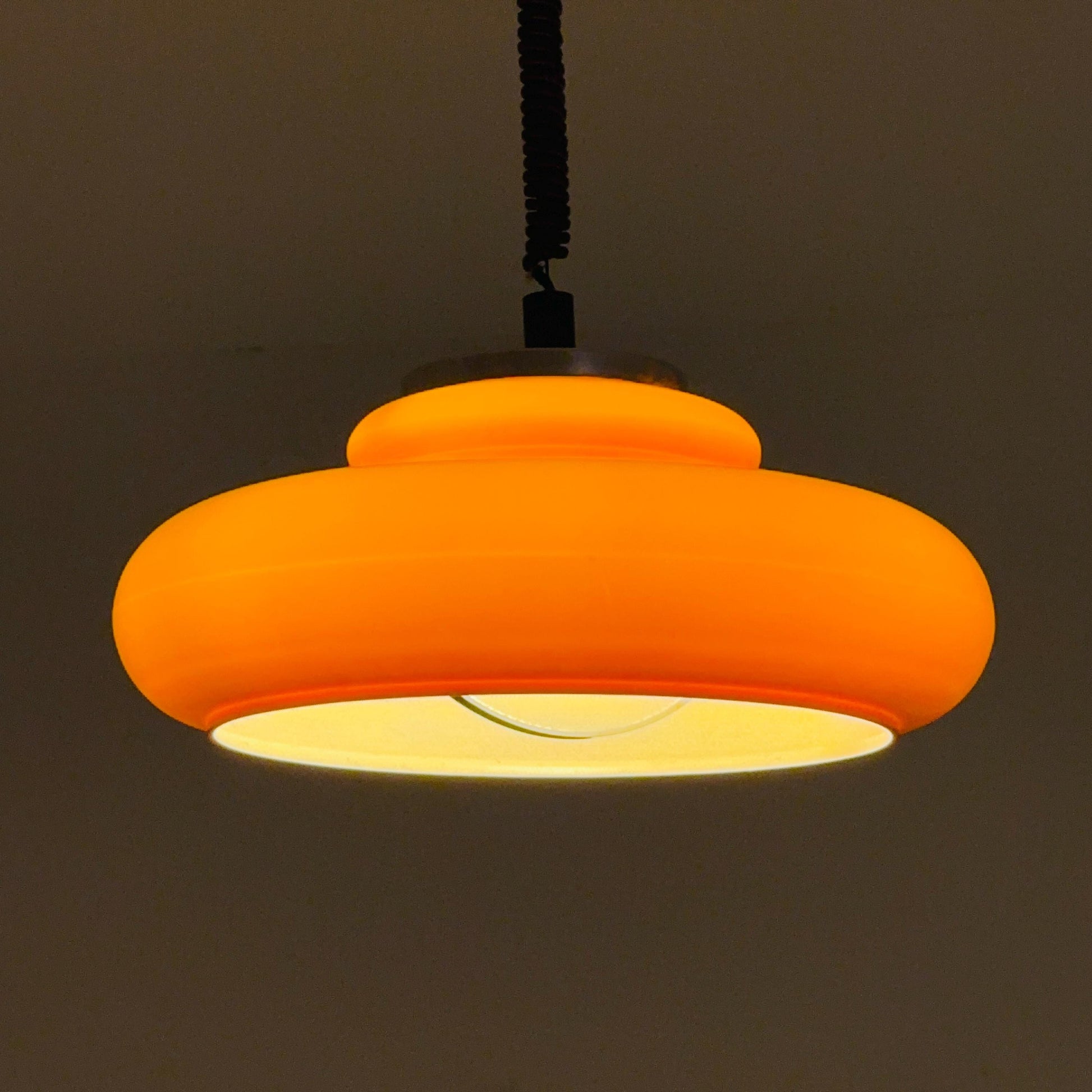 Mid-Century Space Age Adjustable orange Pendant Lamp | Germany 1970s