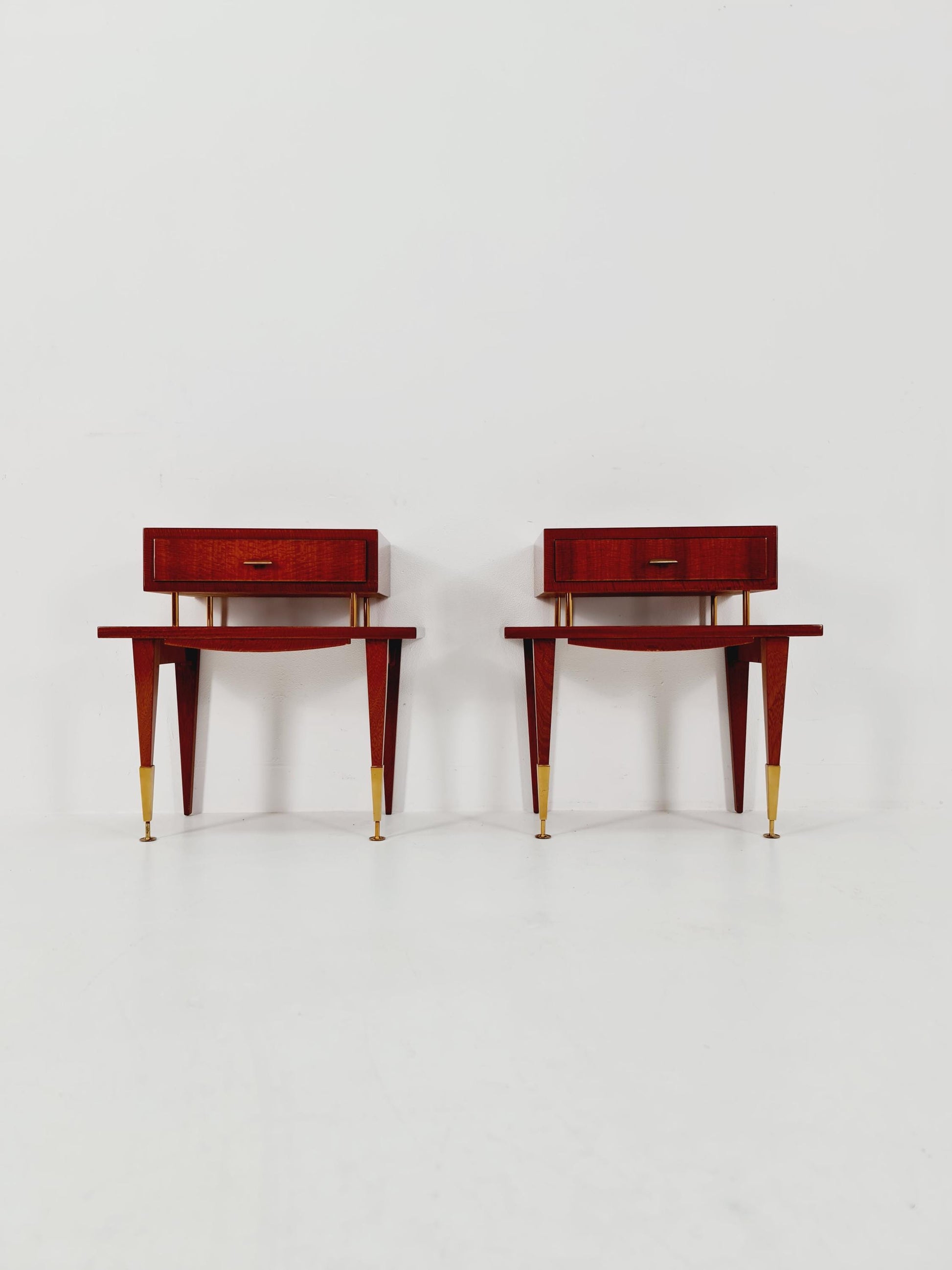 Rare Mid century German Mahagoni side tables/ Bedside tables/ Nightstands, , 1970s, set of 2