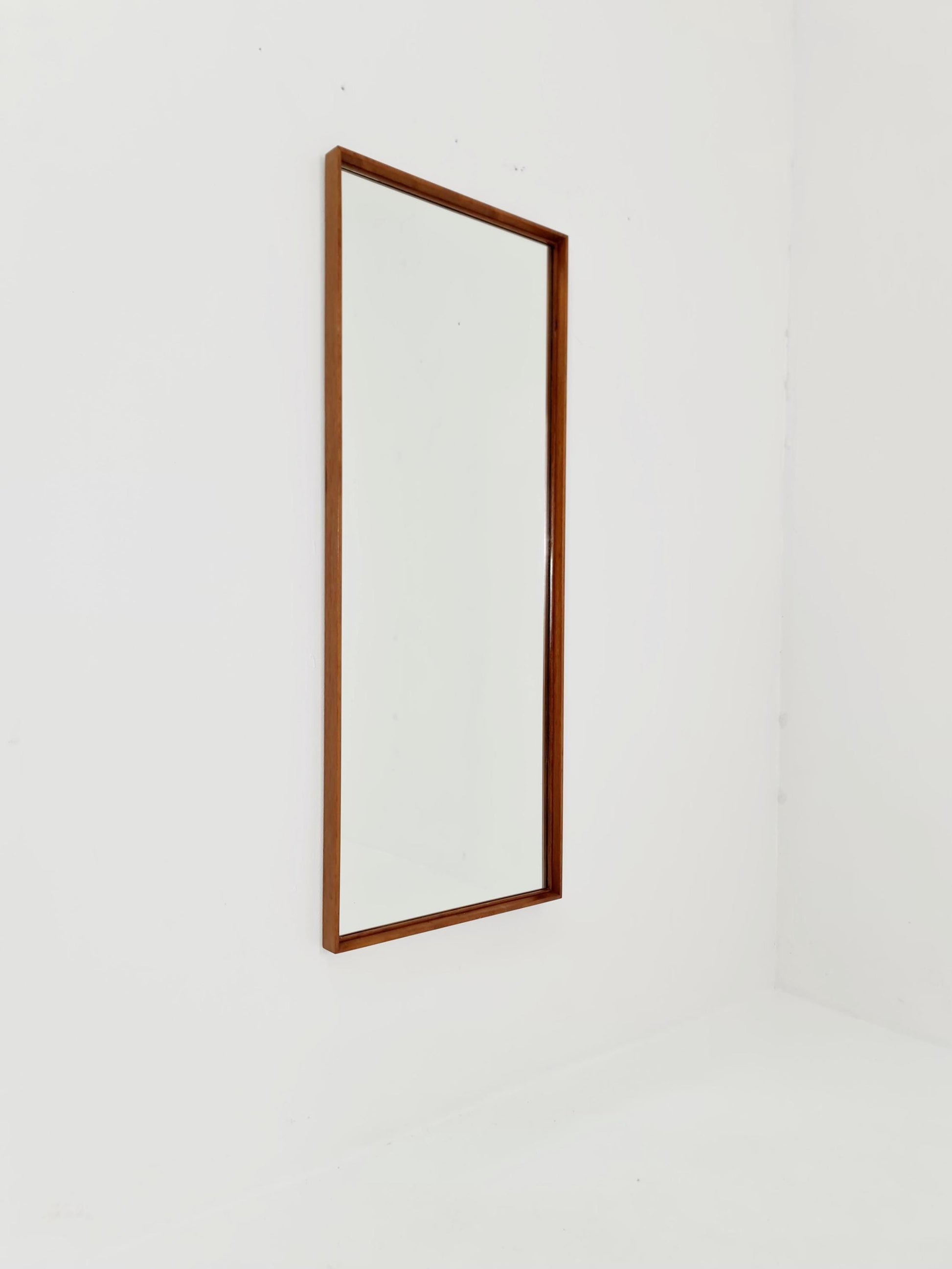 Big Teak German mid-century Modern wall-mounted mirror , 1960s