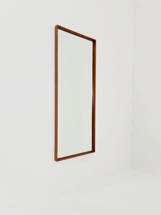 Big Teak German mid-century Modern wall-mounted mirror , 1960s