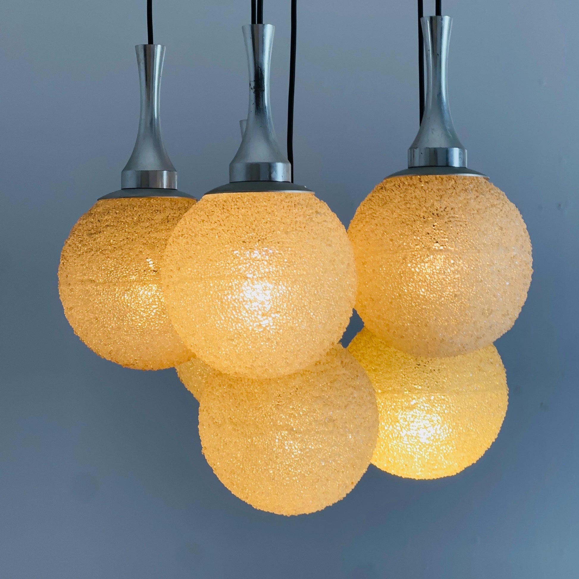 Mid-Century Pendant Lamp with 6 Plexiglass Globe Shades, Germany, 1970s
