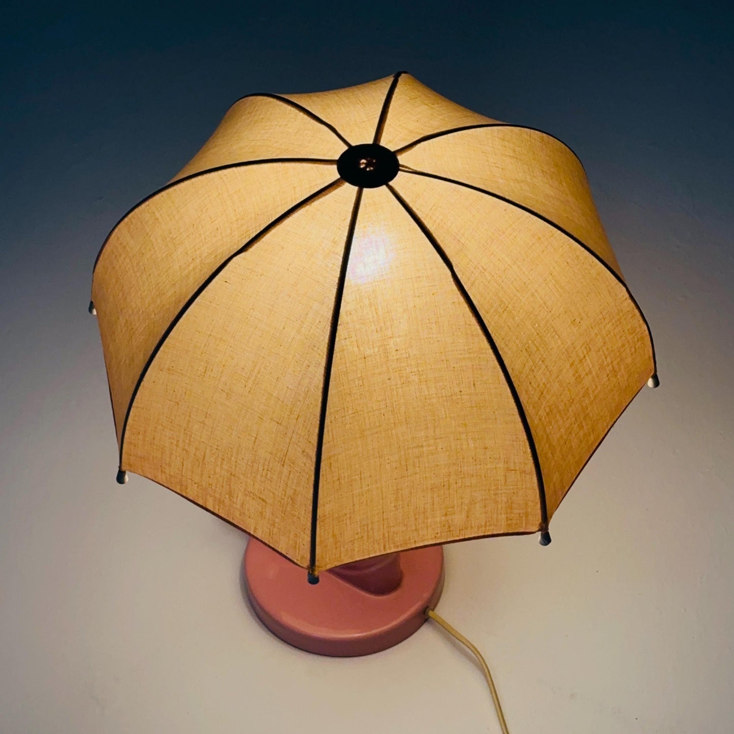 Mid century pink umbrella table lamp Germany 1990s