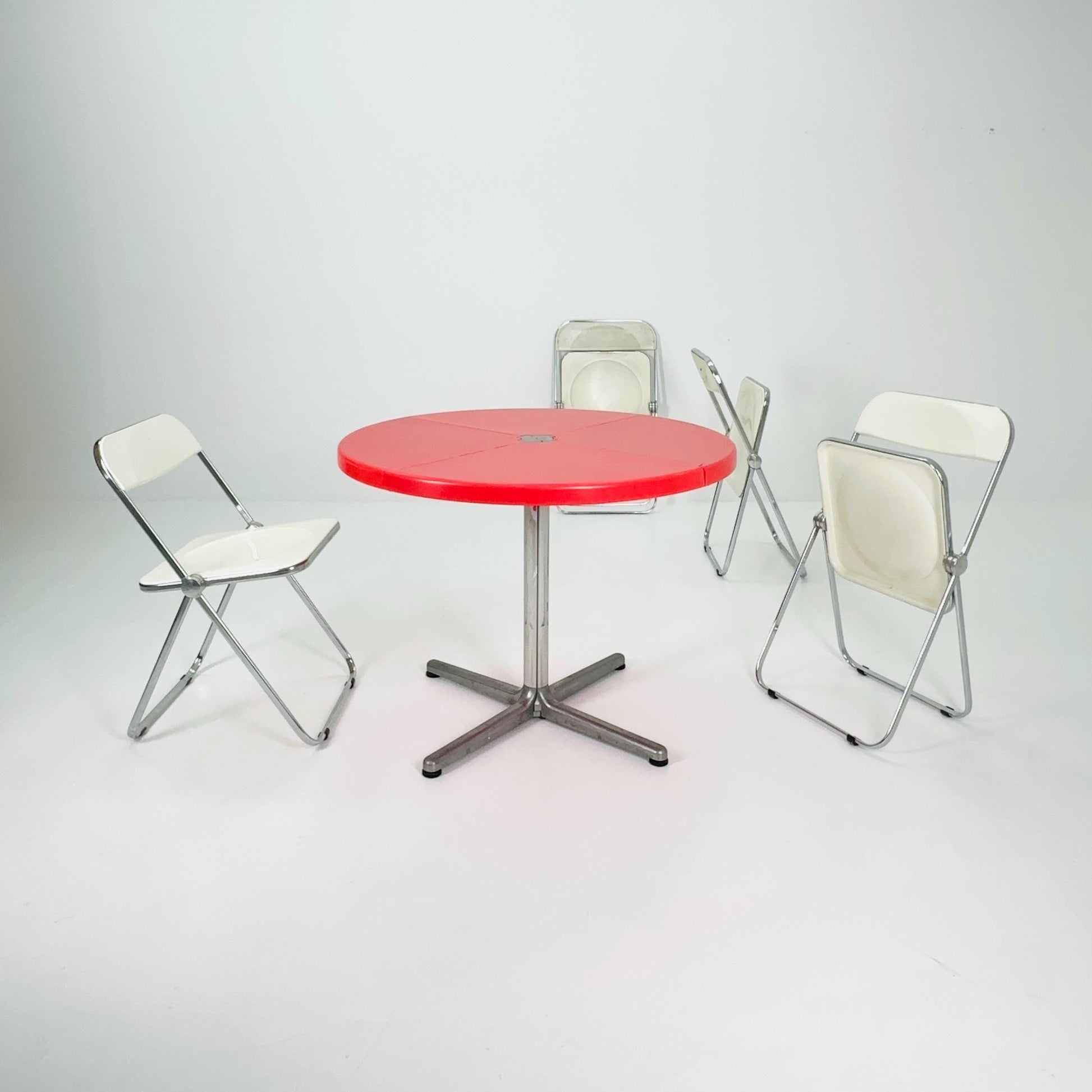 Mid century Italian Plano Folding Red Table by Giancarlo Piretti, 1970s