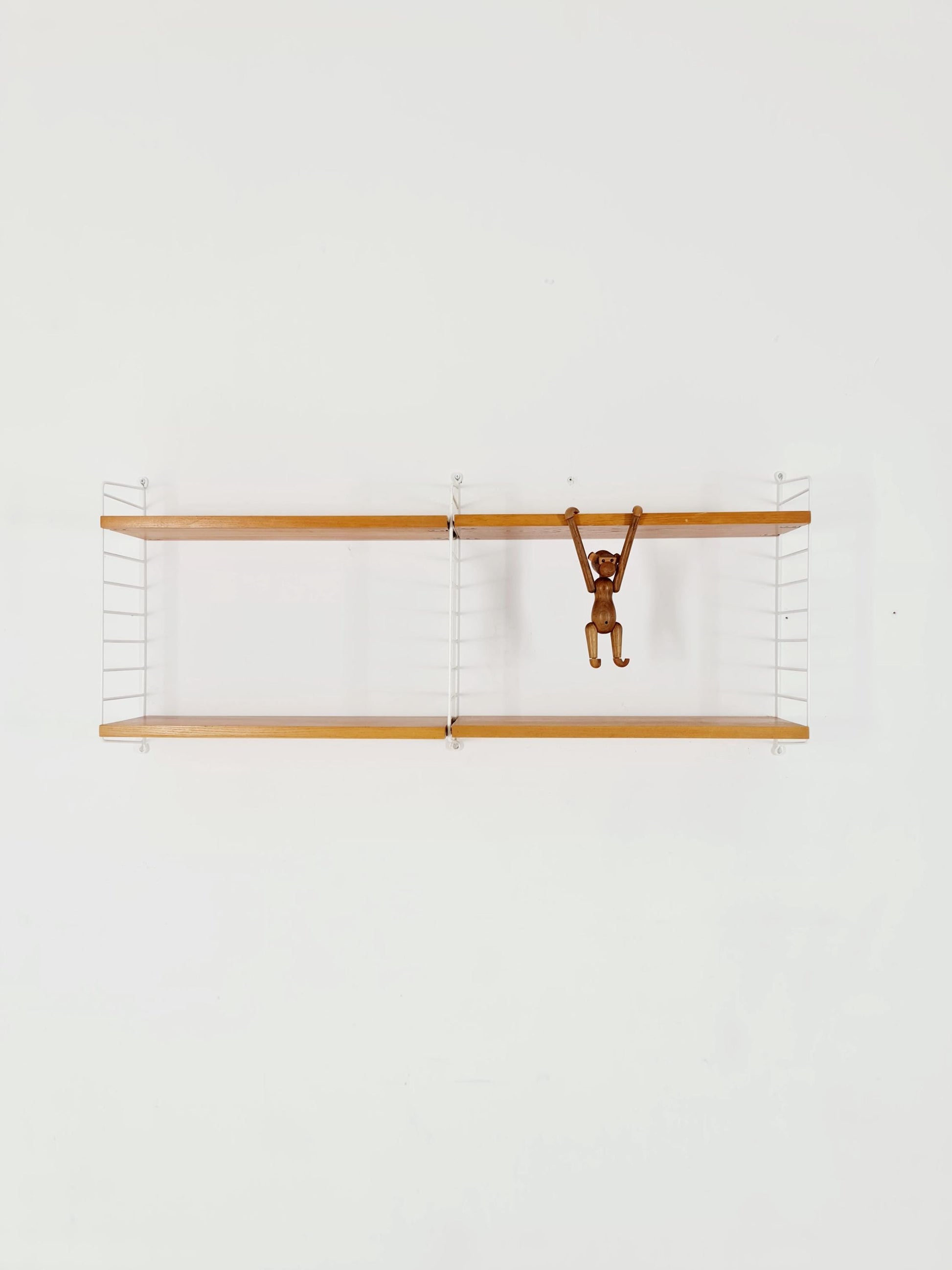 Original MCM Ash shelving system - consists of Black lacquered metal ladders, from string Stockholm 1960s