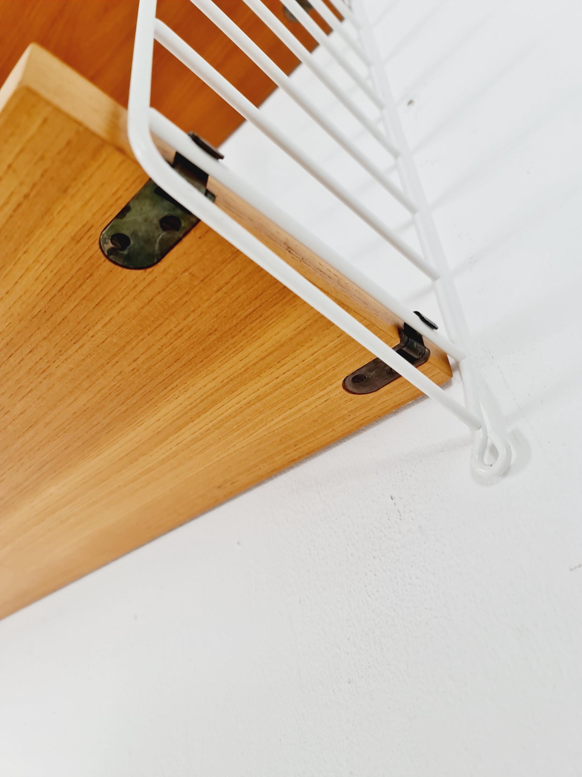 Original MCM Ash shelving system - consists of Black lacquered metal ladders, from string Stockholm 1960s