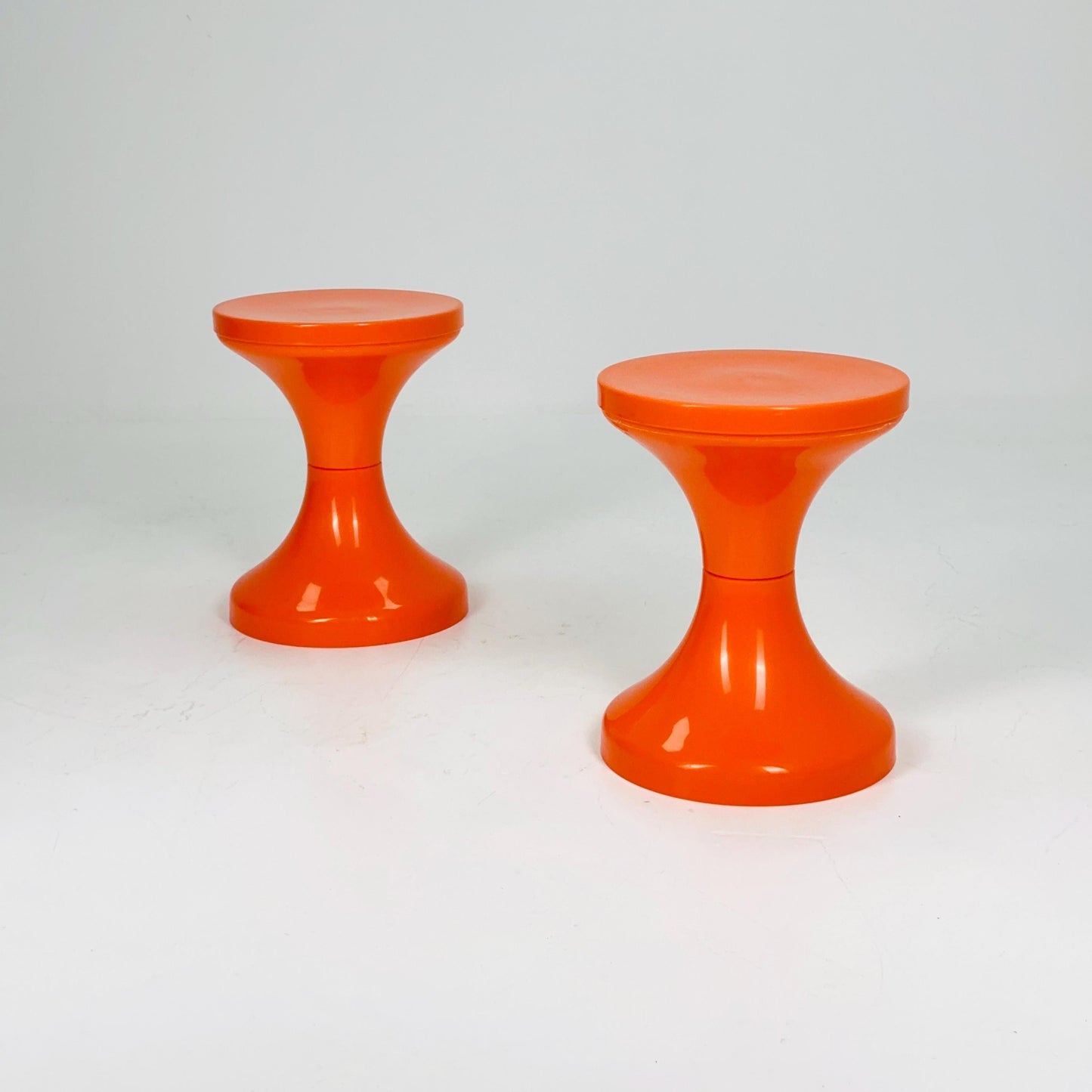 Set of 2 Space age Round German Tuilp stools plastic by Isopelka, 1970s