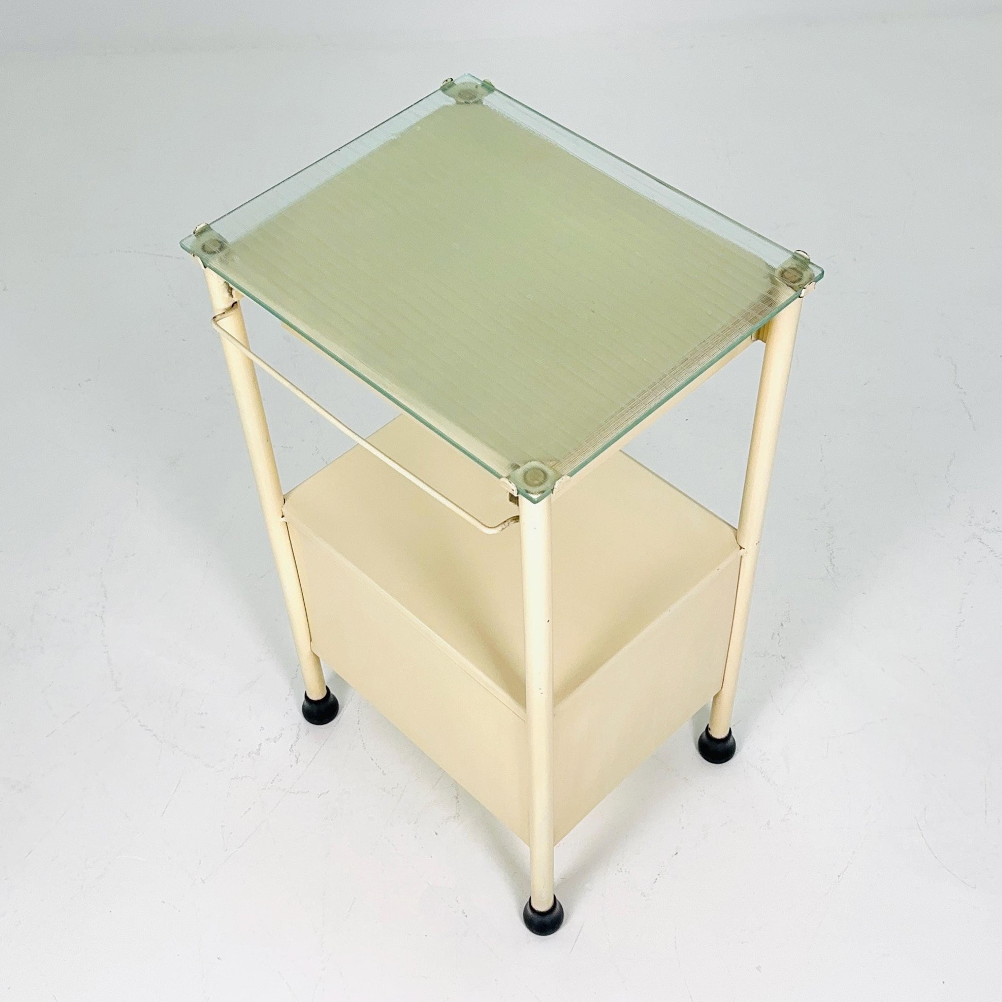 Mid century Bauhaus metal nightstand Auping/Gispen with drawer in white 1960s Germany