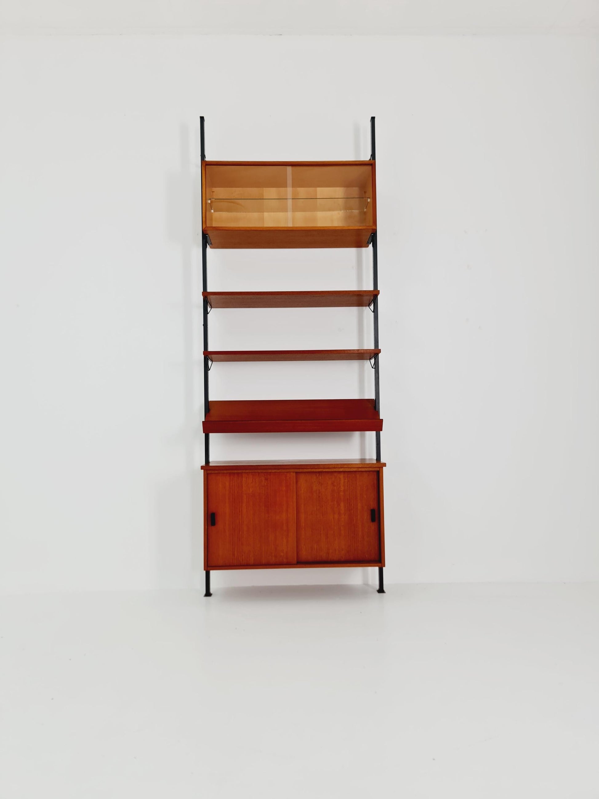 Mid century String shelf system teak & metal by Olof Pira Sweden, 1950s
