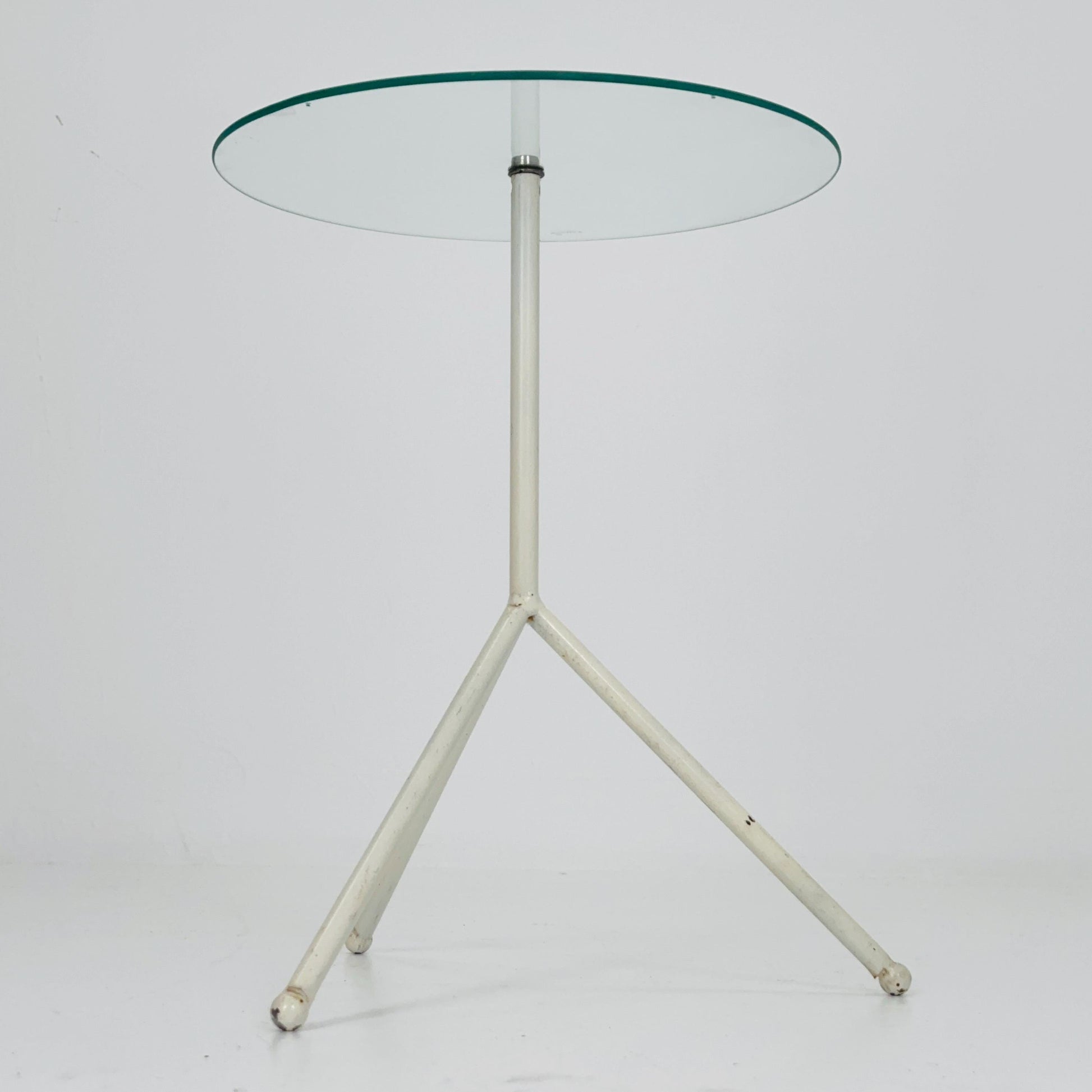 Mid-Century round Tripod Glass Side Table – 1980s Germany