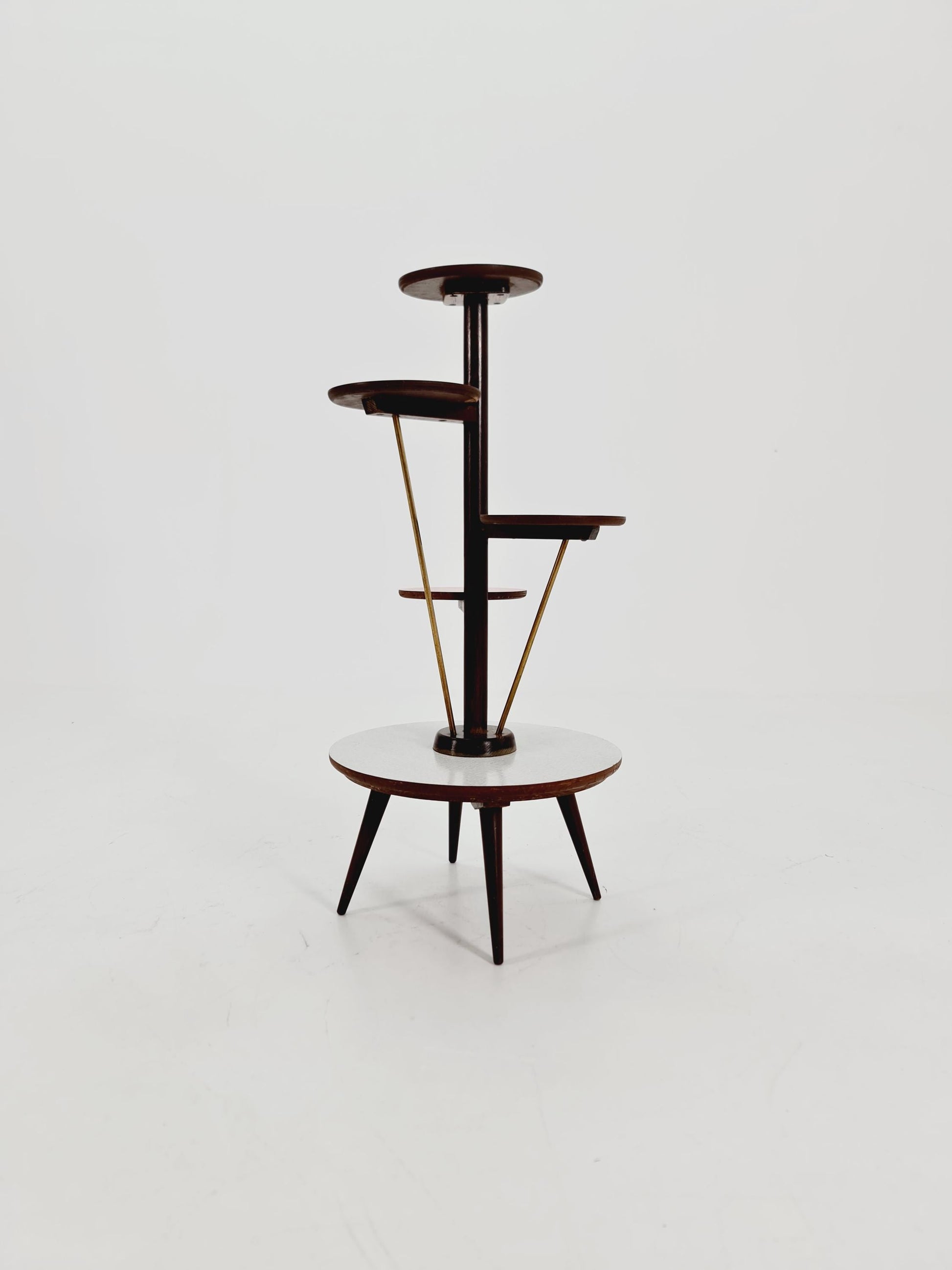 Big 1950s German Plant Stand, Colorful Vintage Mid-Century Minimalist Indoor Plant Stand Side Table Retro flower table By Opal