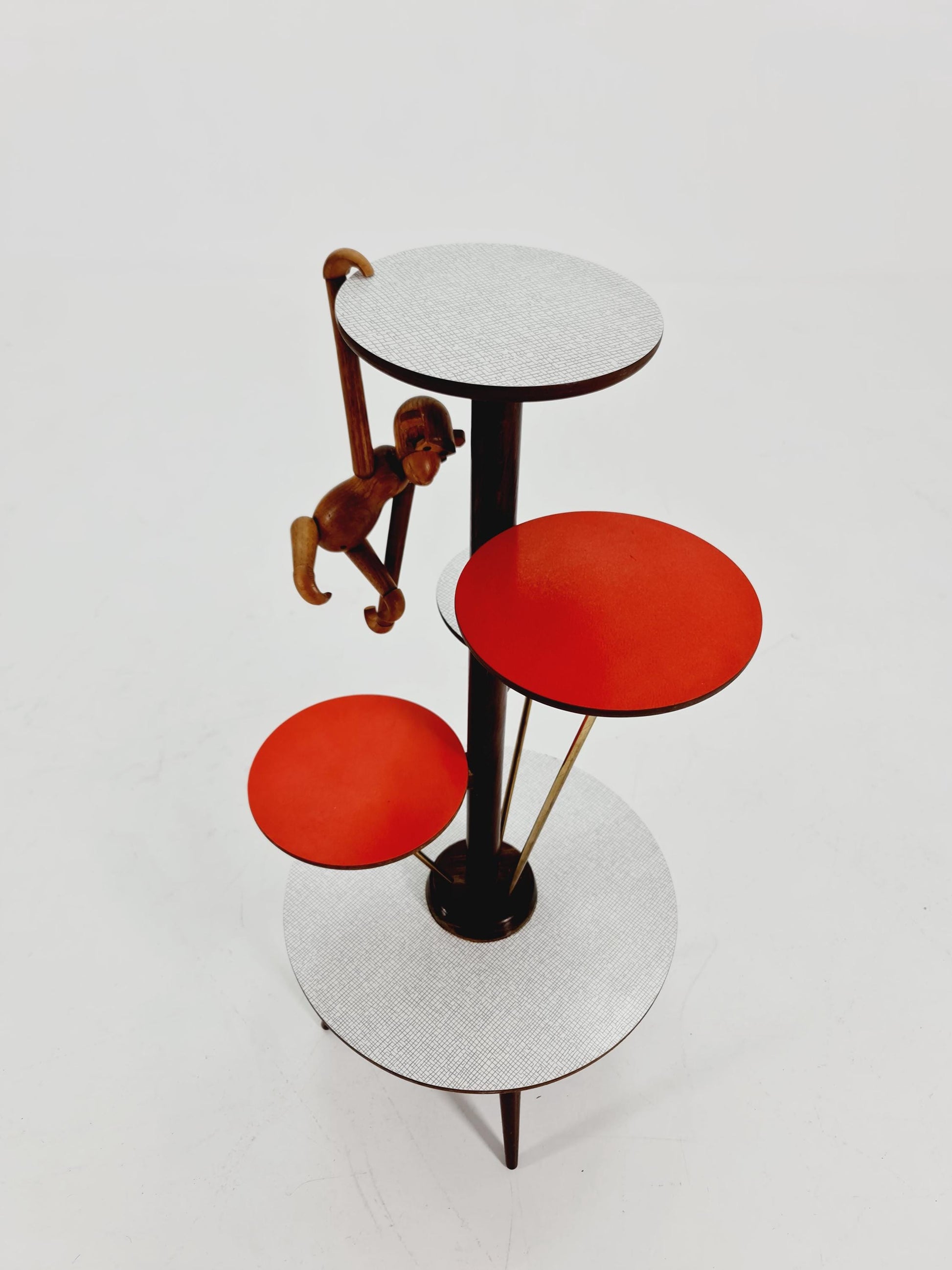 Big 1950s German Plant Stand, Colorful Vintage Mid-Century Minimalist Indoor Plant Stand Side Table Retro flower table By Opal