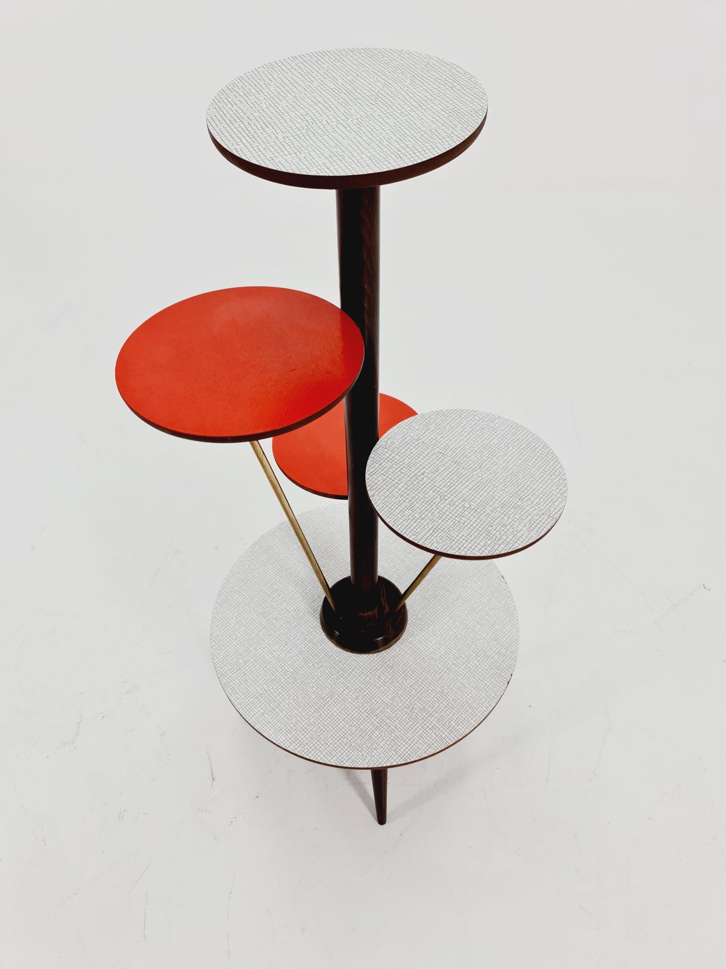 Big 1950s German Plant Stand, Colorful Vintage Mid-Century Minimalist Indoor Plant Stand Side Table Retro flower table By Opal