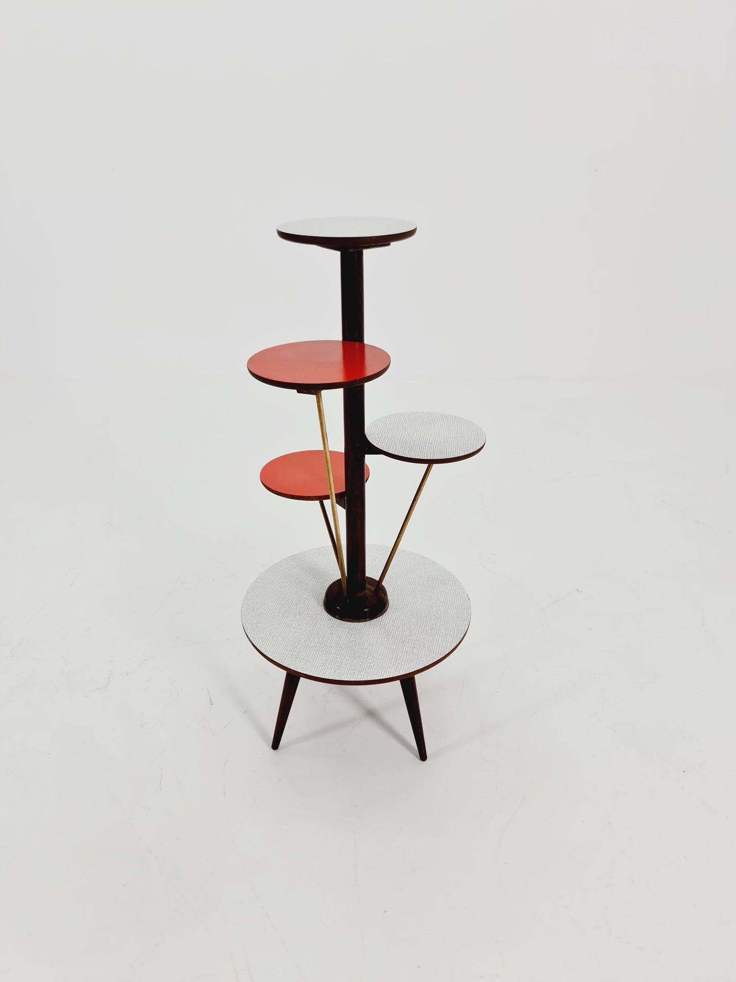Big 1950s German Plant Stand, Colorful Vintage Mid-Century Minimalist Indoor Plant Stand Side Table Retro flower table By Opal