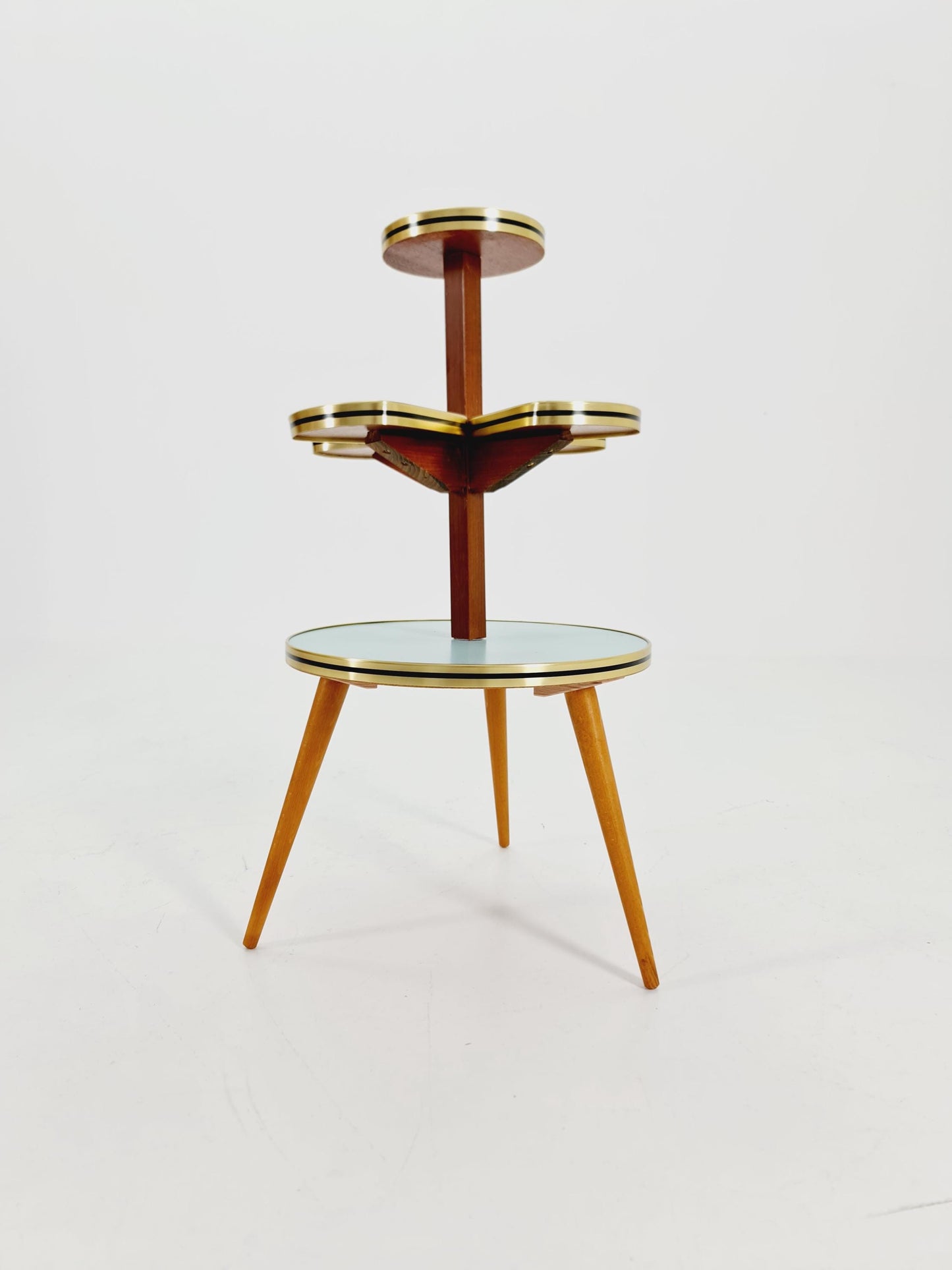 1950s German Plant Stand, Colorful Vintage Mid-Century Minimalist Indoor Plant Stand Side Table Retro flower table