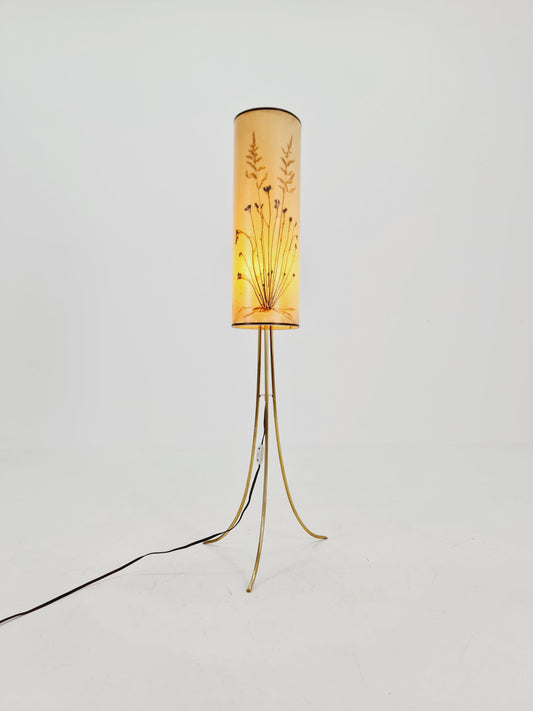 Rare Tripod Mid century German floor lamp Brass 1960s