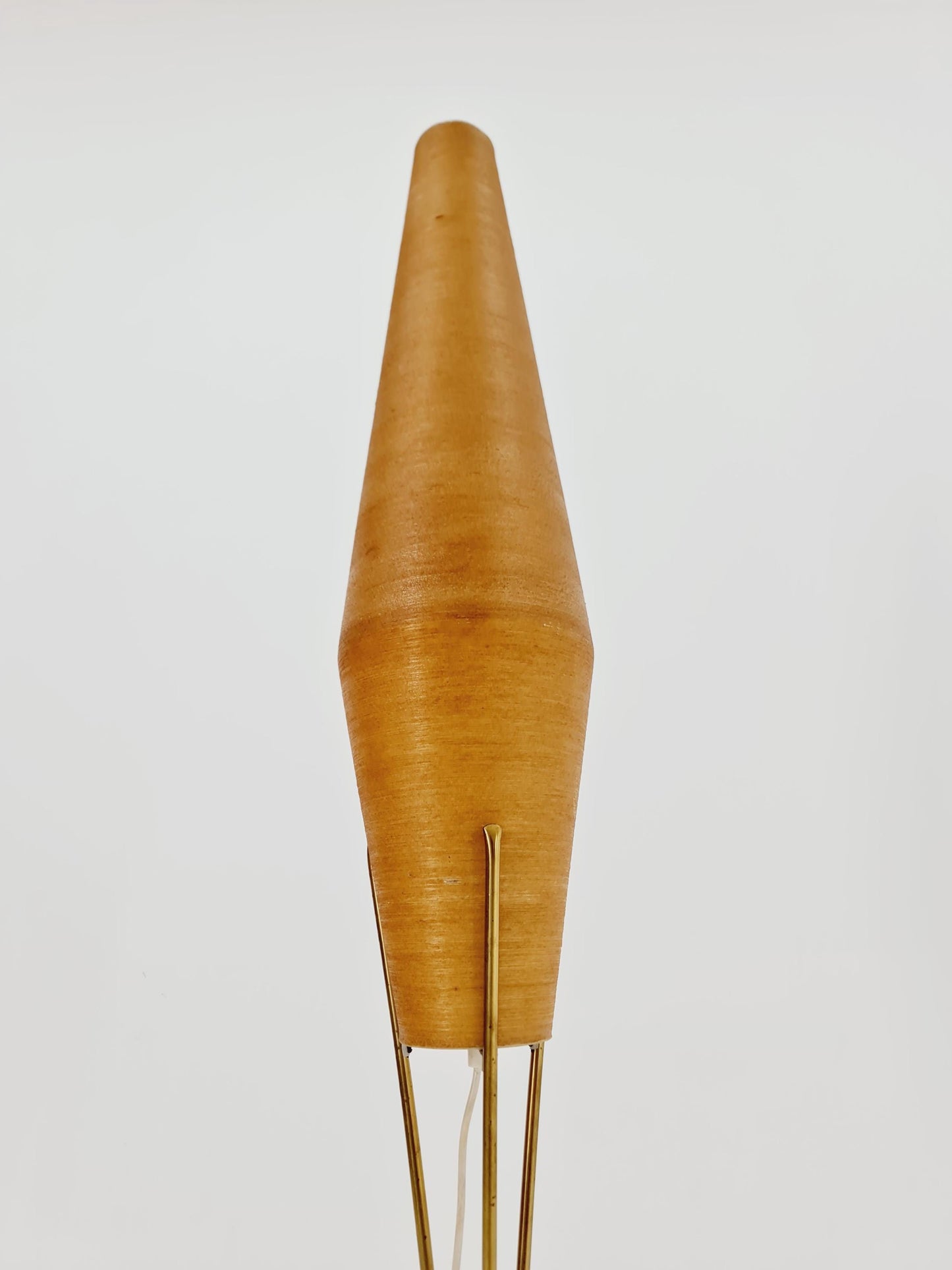 Mid century German tripod floor lamp in Brass and cocoon shade By Klingele for Artimeta 1957s