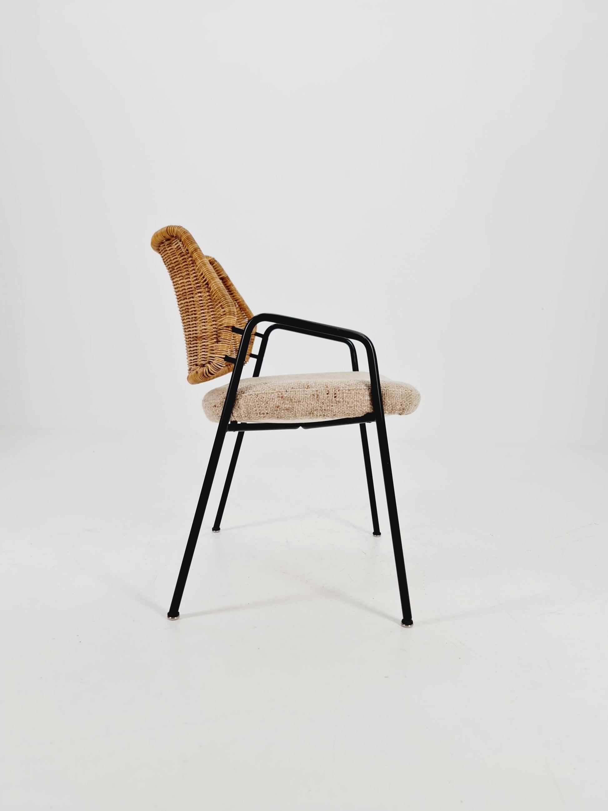 Mid-Century Rattan Basket ArmChair 1970s,