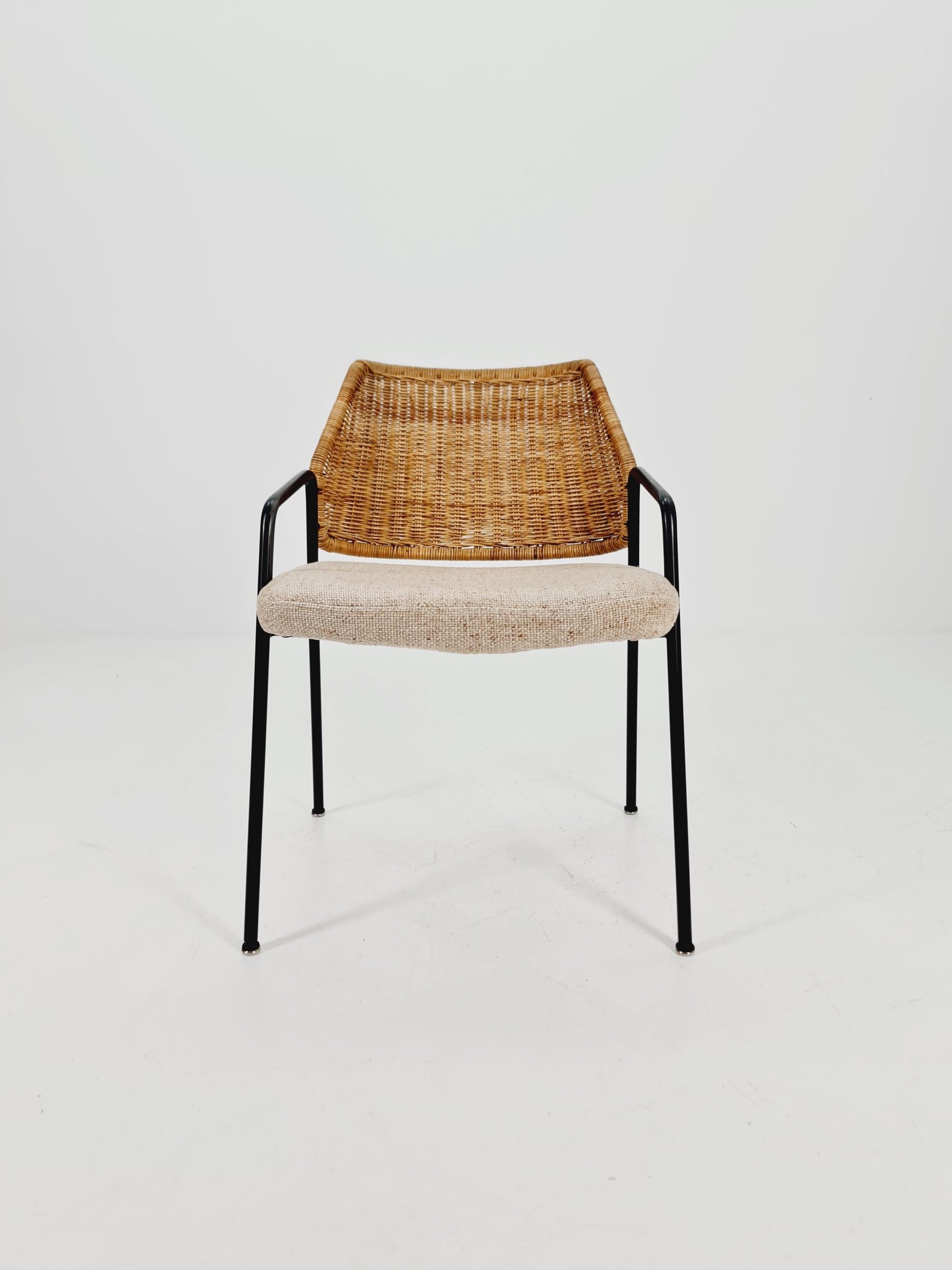 Mid-Century Rattan Basket ArmChair 1970s,