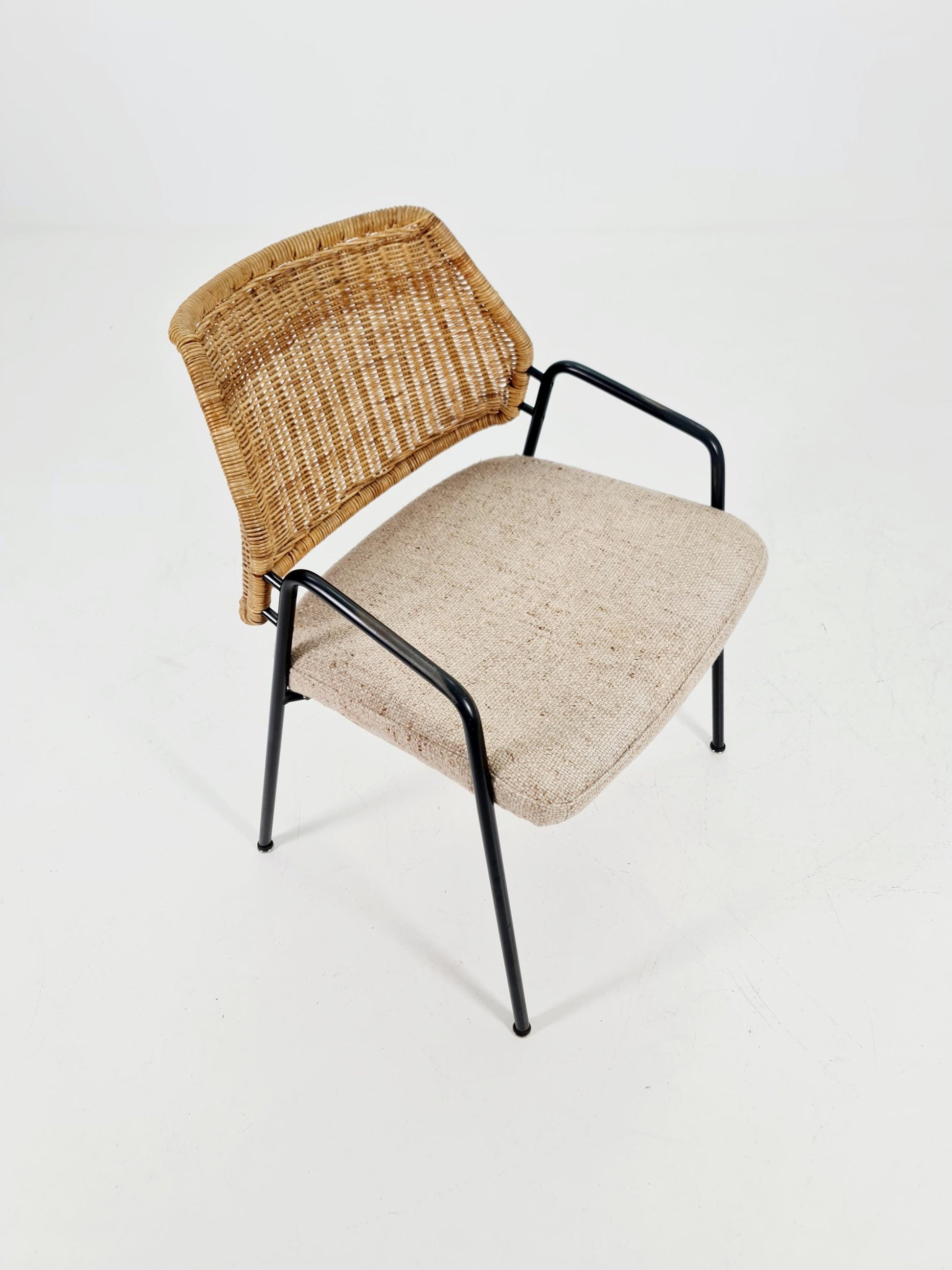 Mid-Century Rattan Basket ArmChair 1970s,