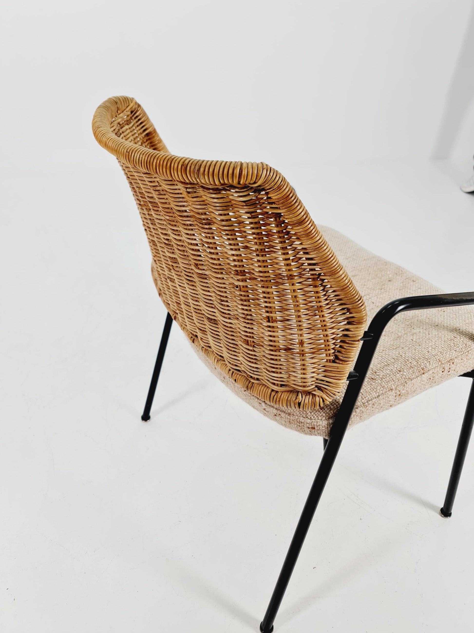 Mid-Century Rattan Basket ArmChair 1970s,