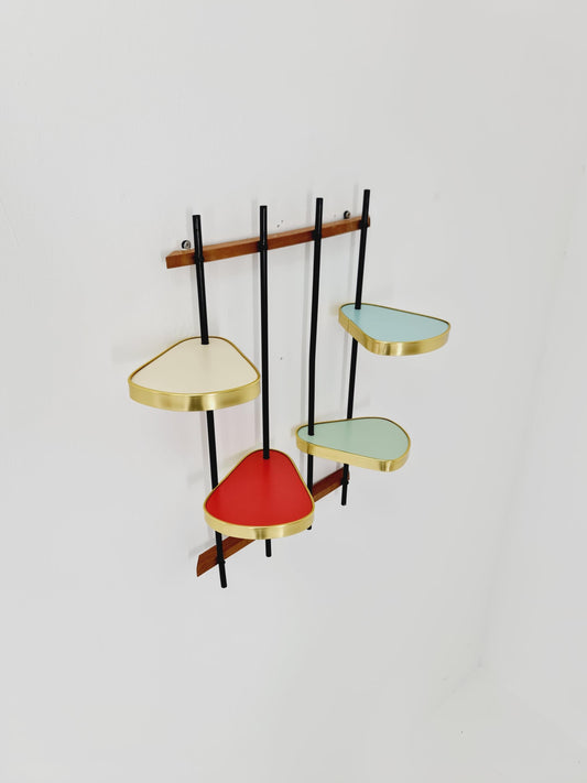1950s German Plant shelf , Colorful Vintage Mid-Century Minimalist Indoor Plant shelf