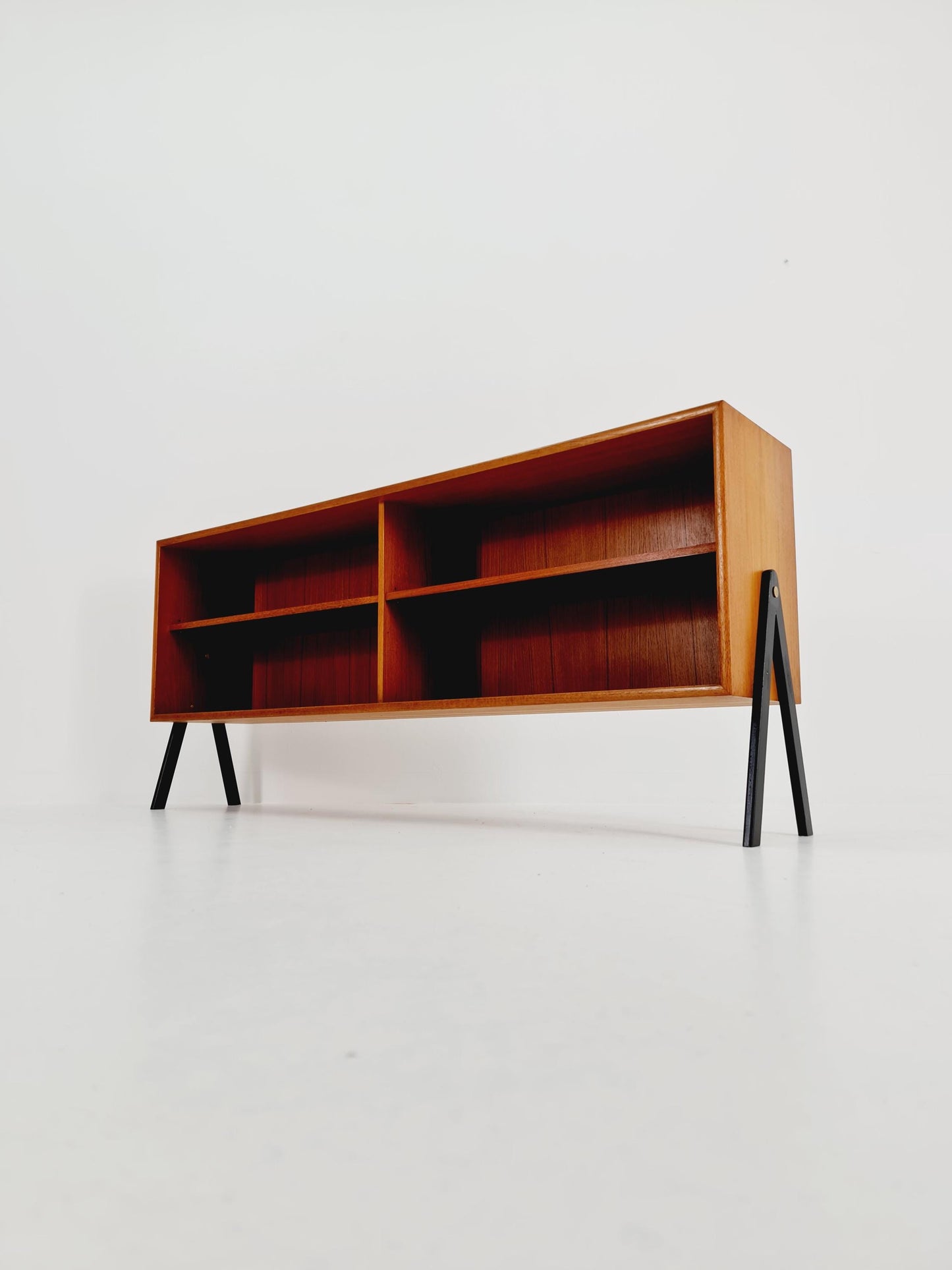 Midcentury vintage teak danish cabinet book case, 1960s