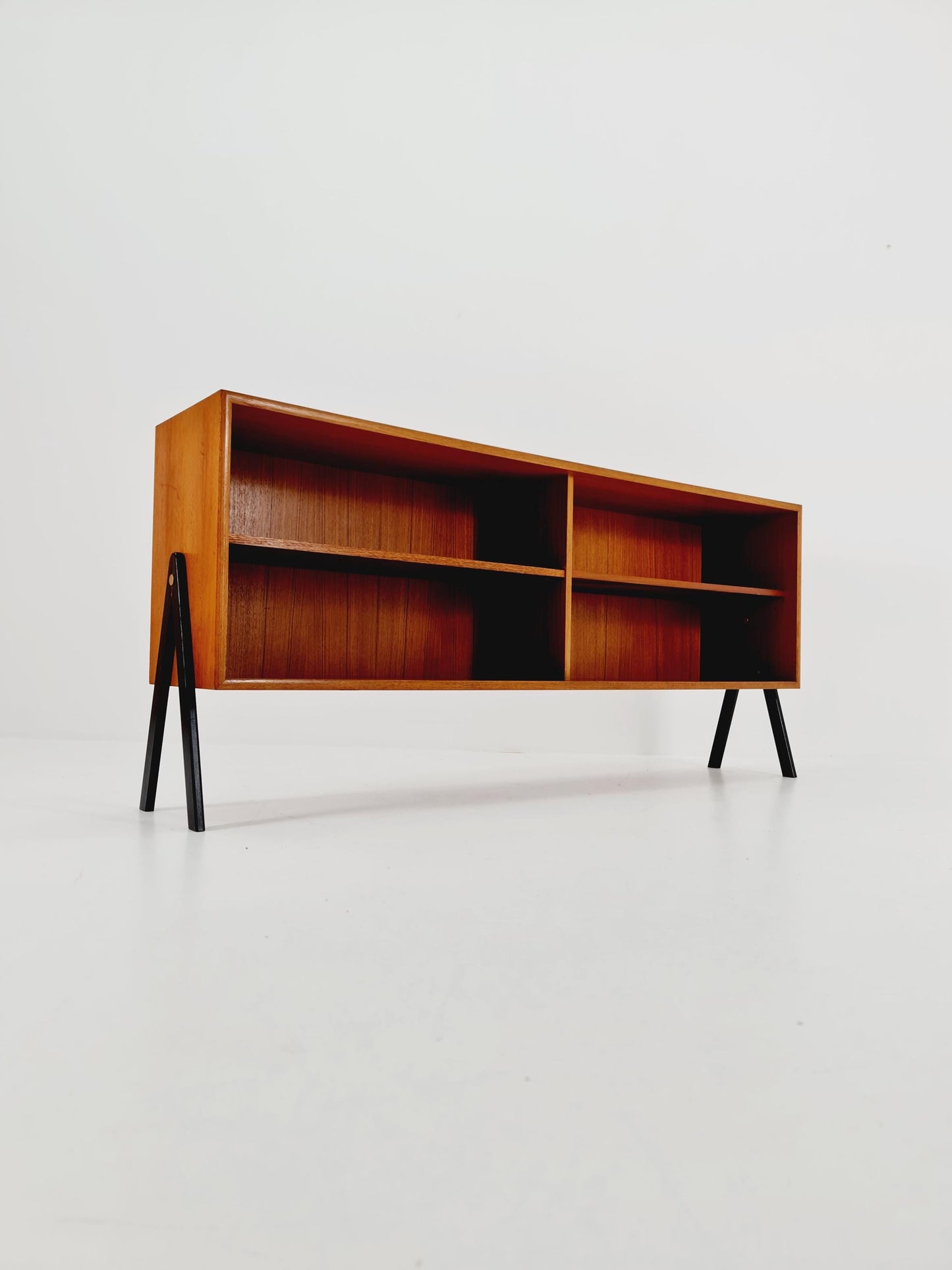 Midcentury vintage teak danish cabinet book case, 1960s
