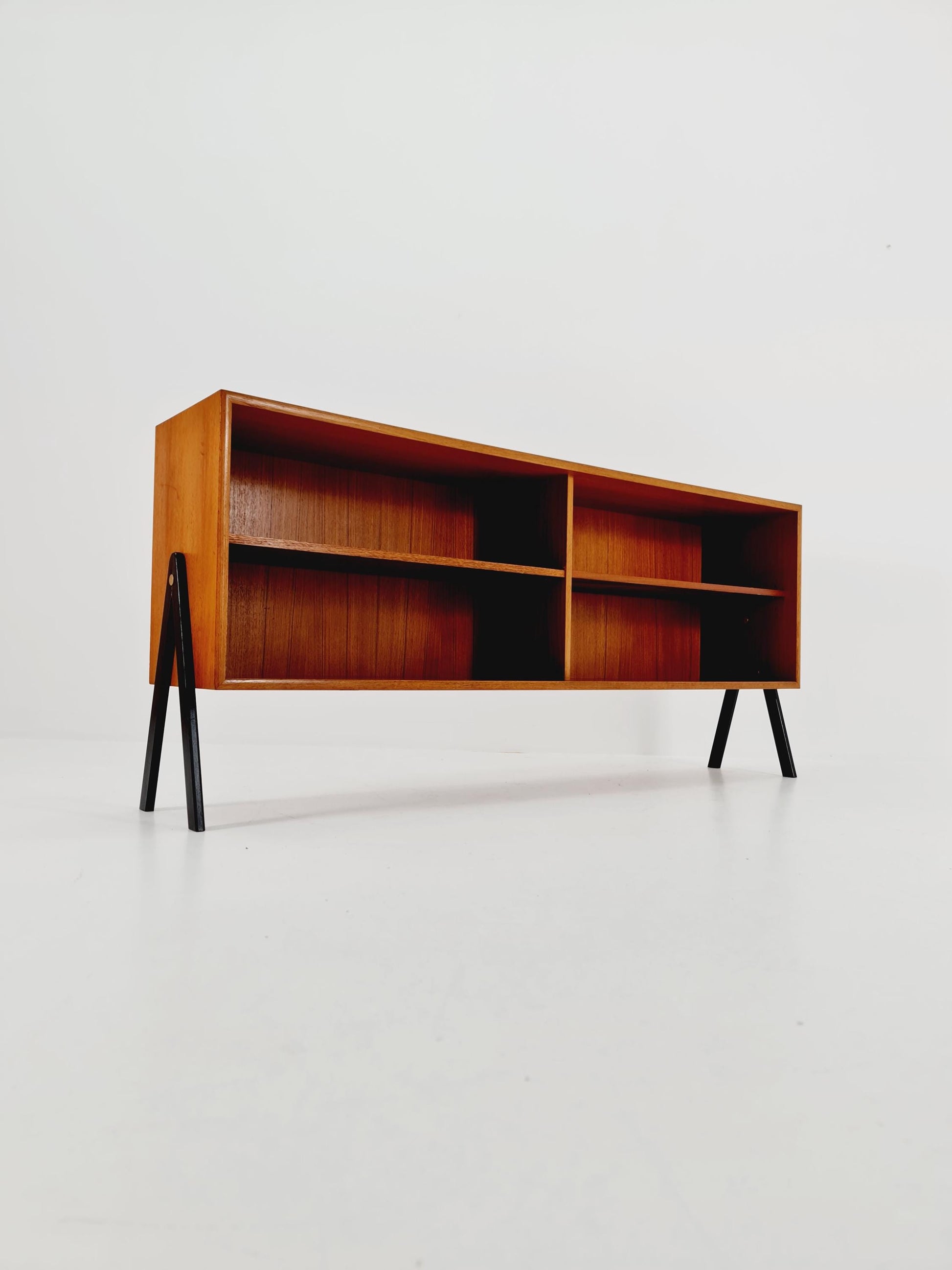 Midcentury vintage teak danish cabinet book case, 1960s