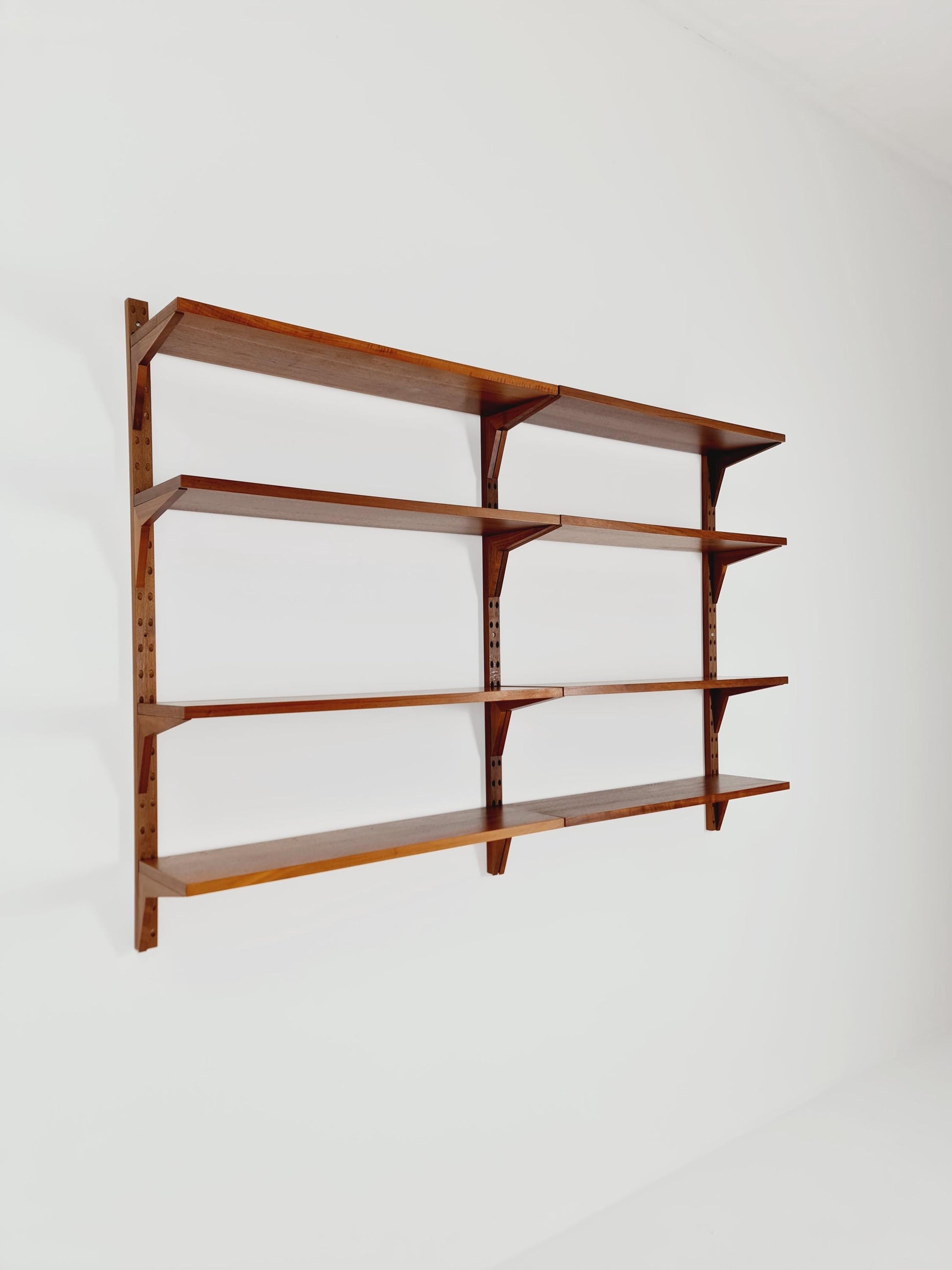 Midcentury Danish walnut Wall-Mounted Shelving Unit, by Poul Cadovius, 1960s