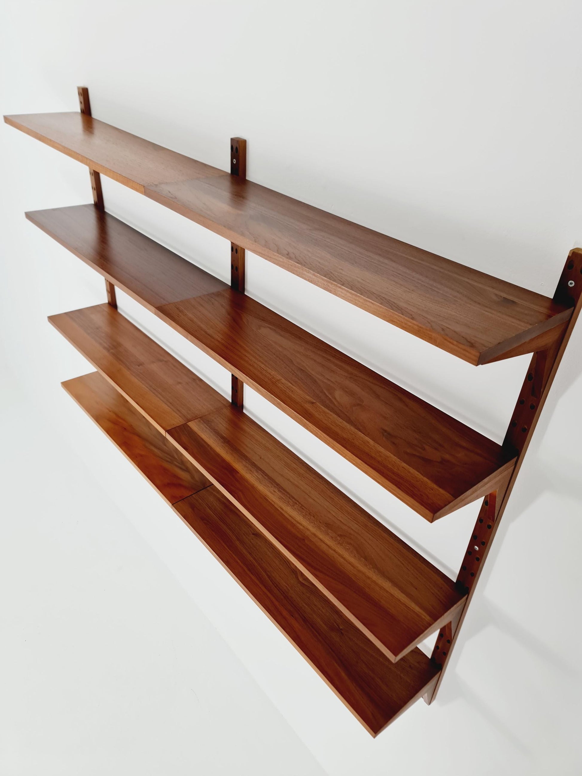 Midcentury Danish walnut Wall-Mounted Shelving Unit, by Poul Cadovius, 1960s