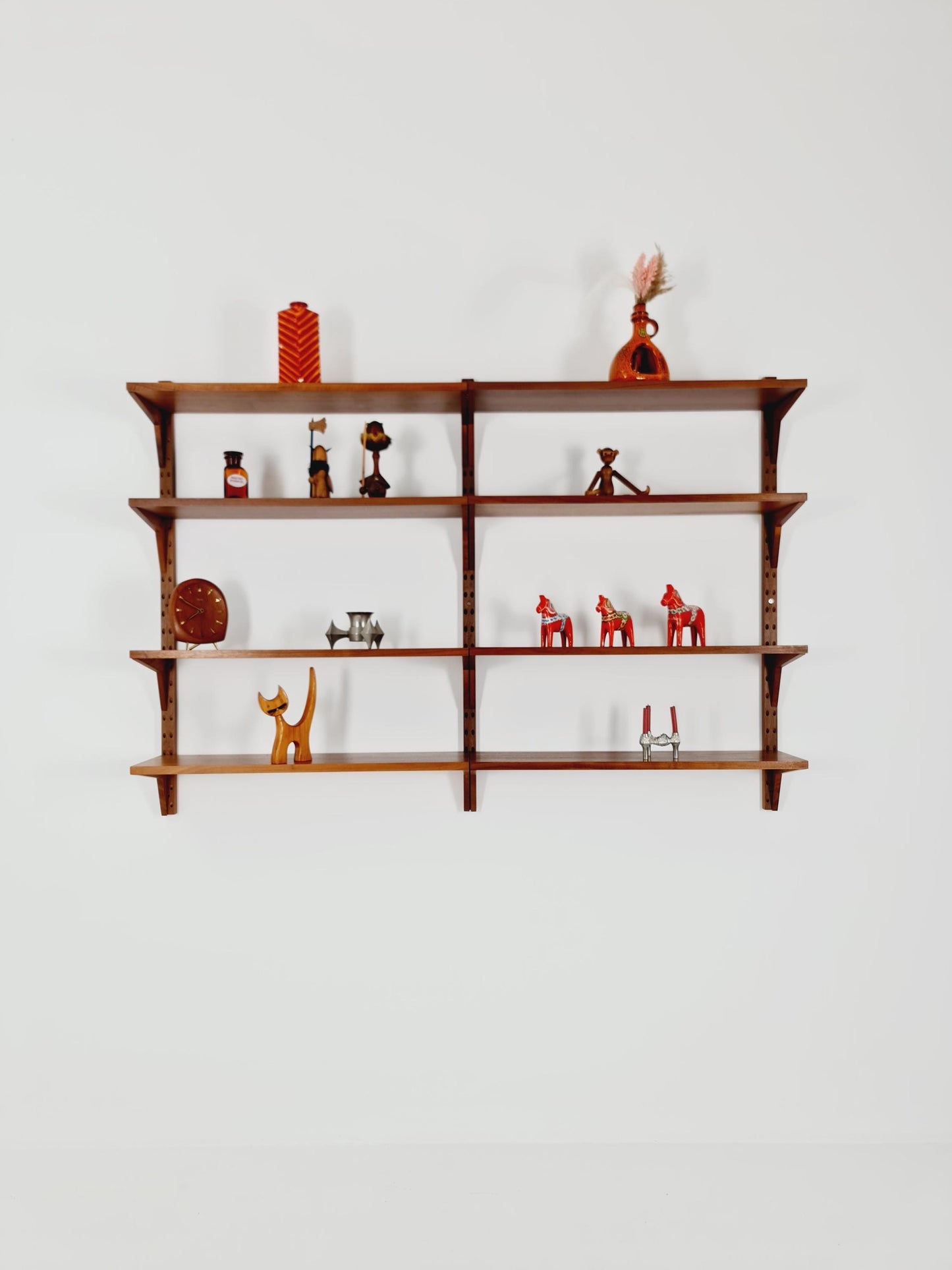 Midcentury Danish walnut Wall-Mounted Shelving Unit, by Poul Cadovius, 1960s