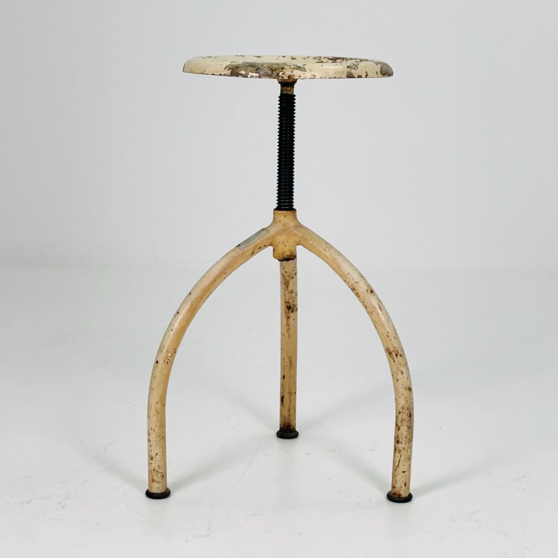 Mid-Century Industrial Adjustable Screw Stool by Ludwig Dellmuth for Chirurg — Germany, 1960s