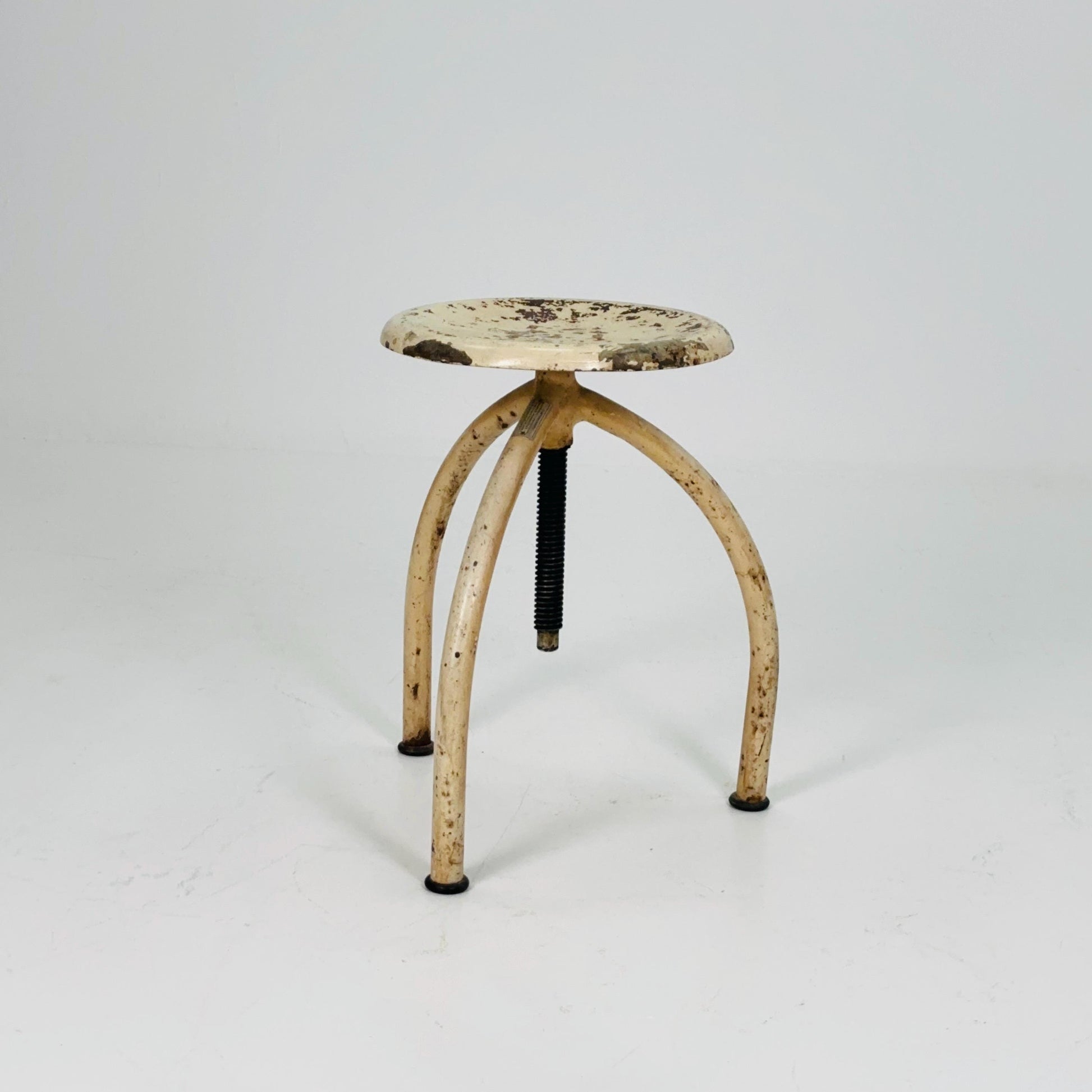 Mid-Century Industrial Adjustable Screw Stool by Ludwig Dellmuth for Chirurg — Germany, 1960s