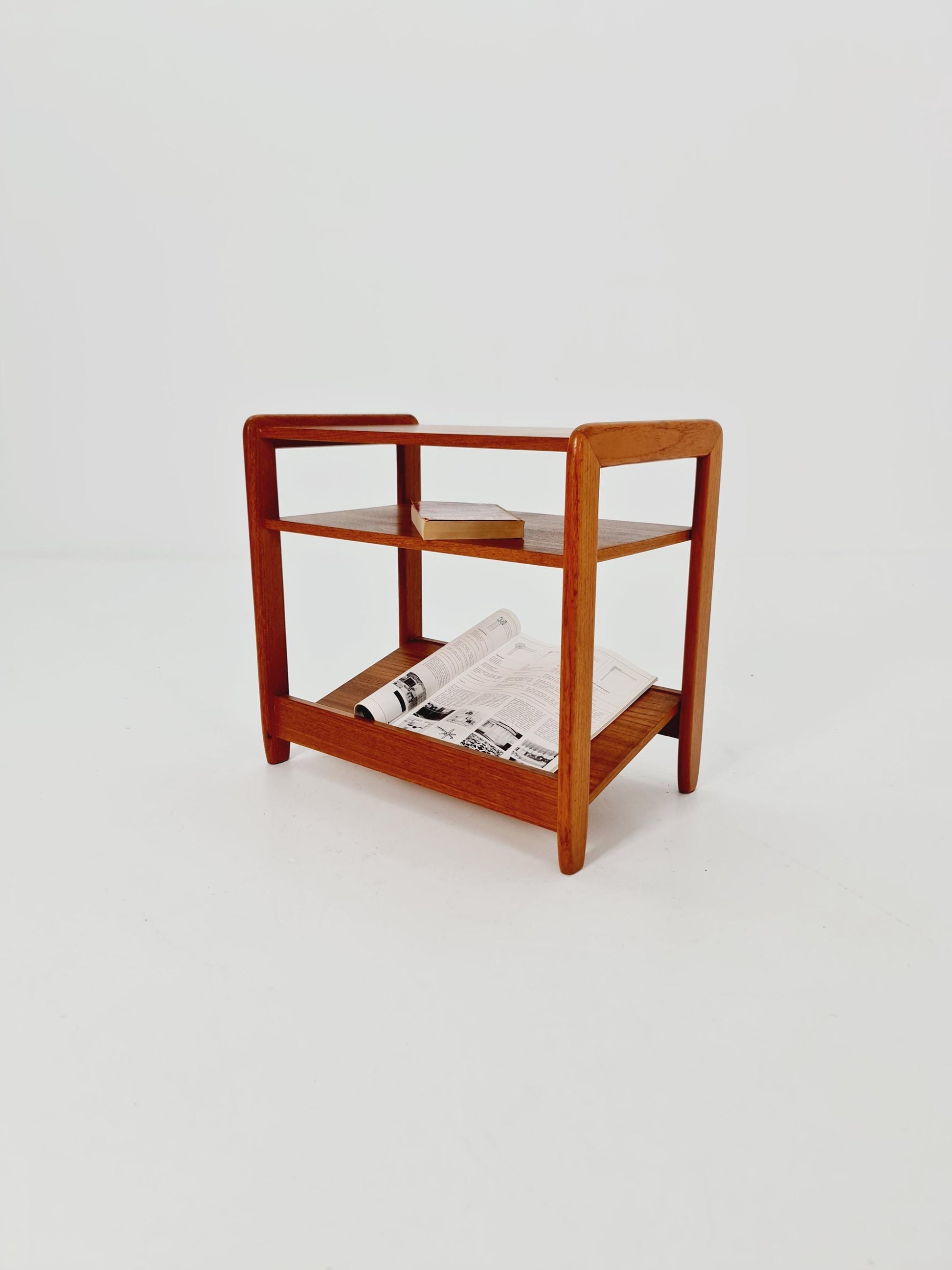 Midcentury Vintage Teak Danish Side table/ Bedside table/ with News Paper shelf