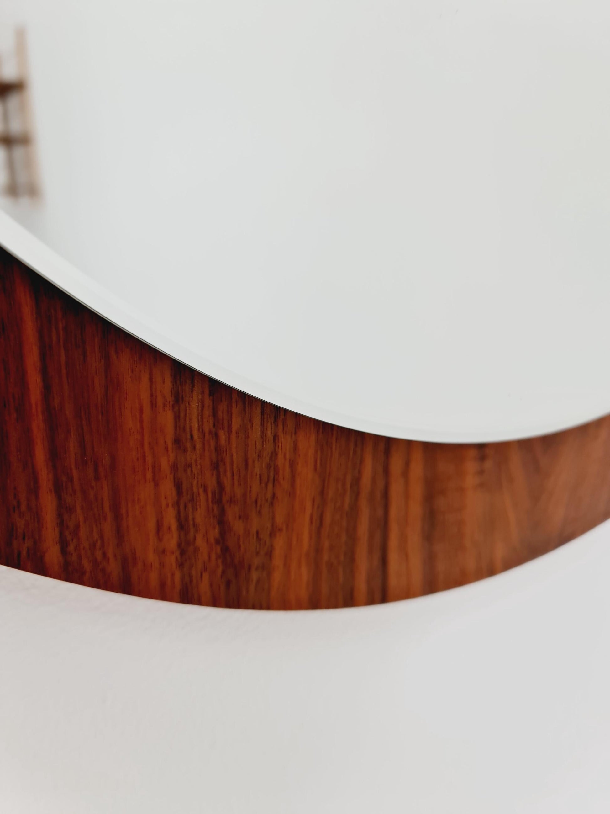 Mid Century round teak wall mirror from the 60s